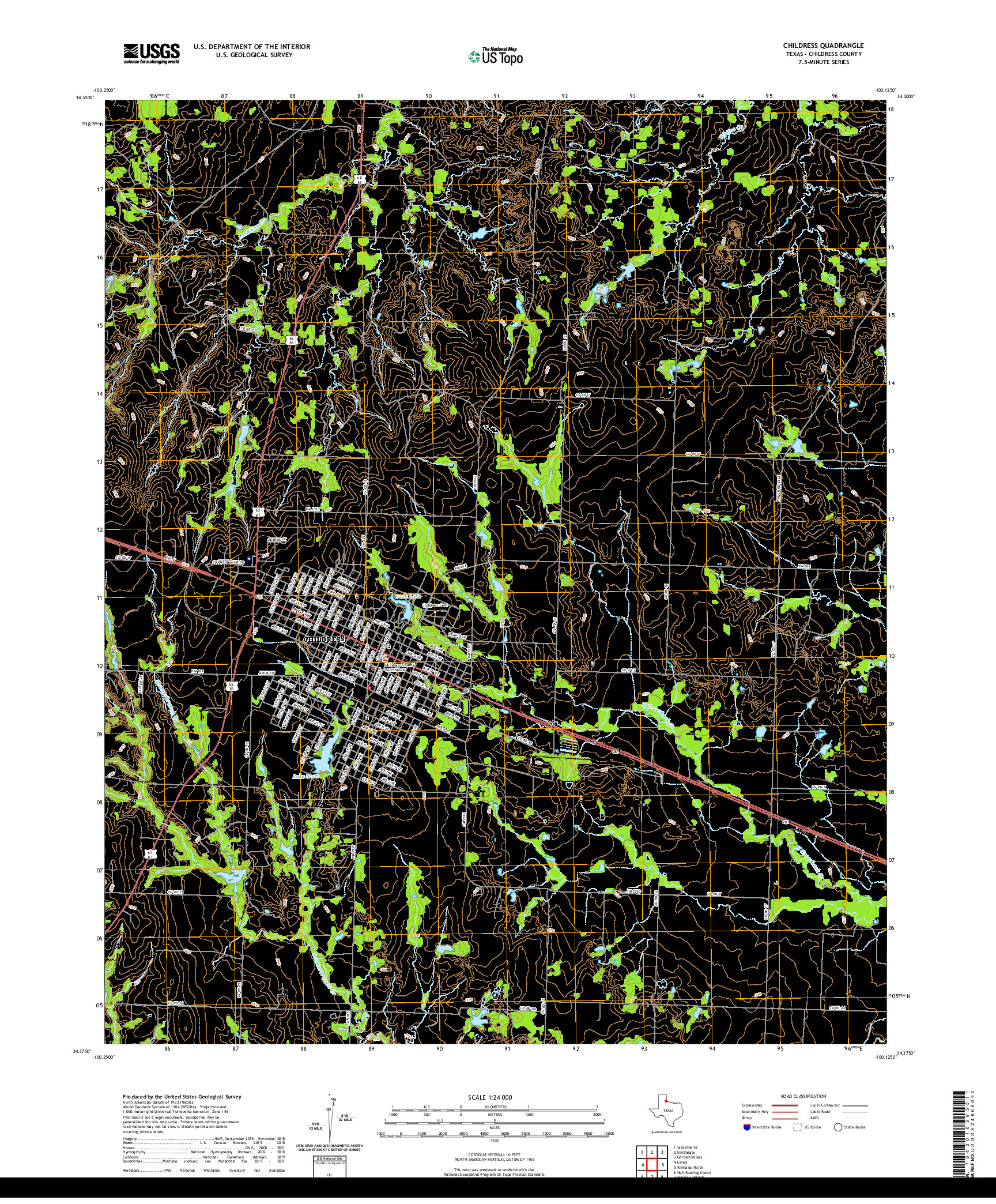 US TOPO 7.5-MINUTE MAP FOR CHILDRESS, TX