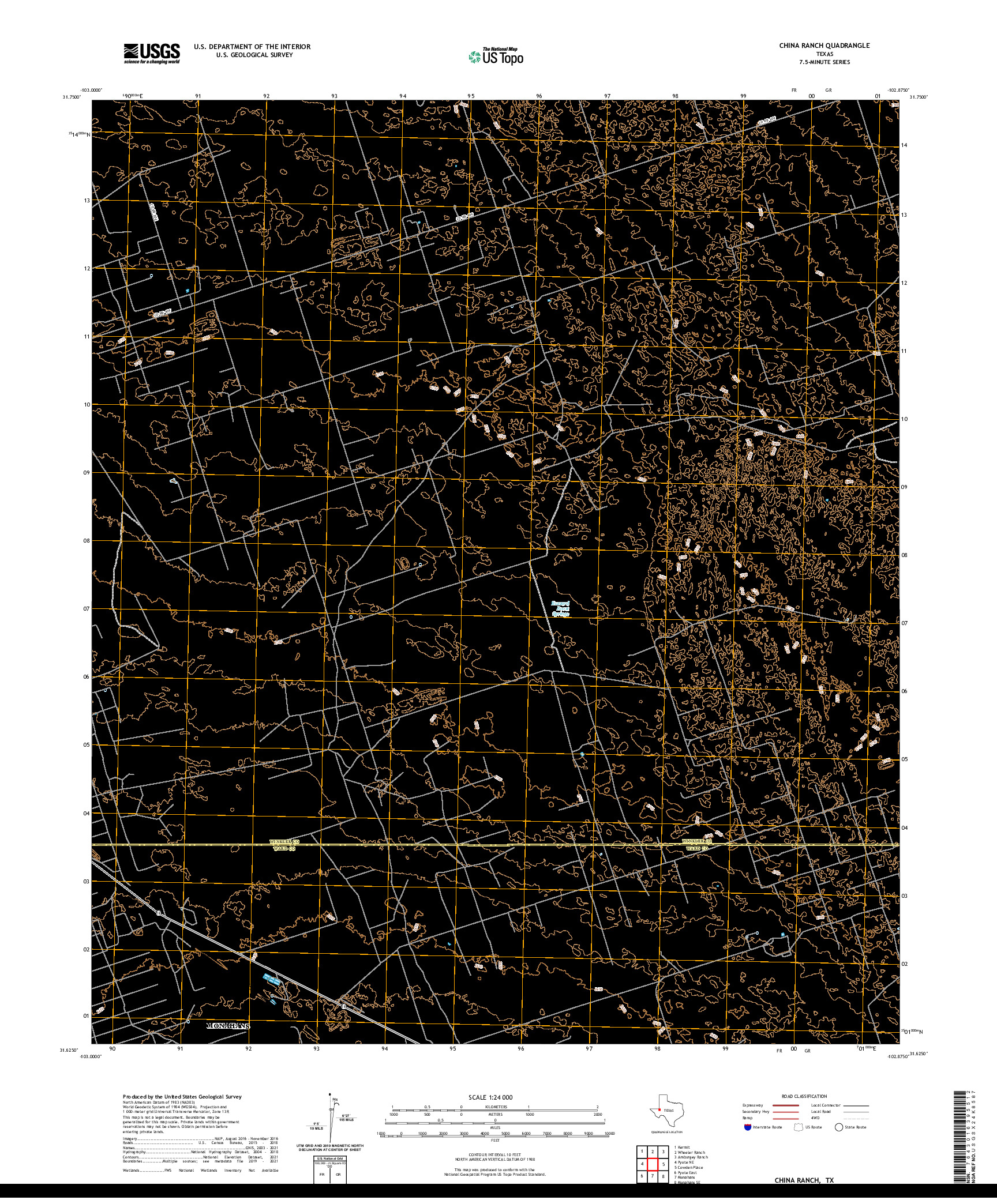 US TOPO 7.5-MINUTE MAP FOR CHINA RANCH, TX