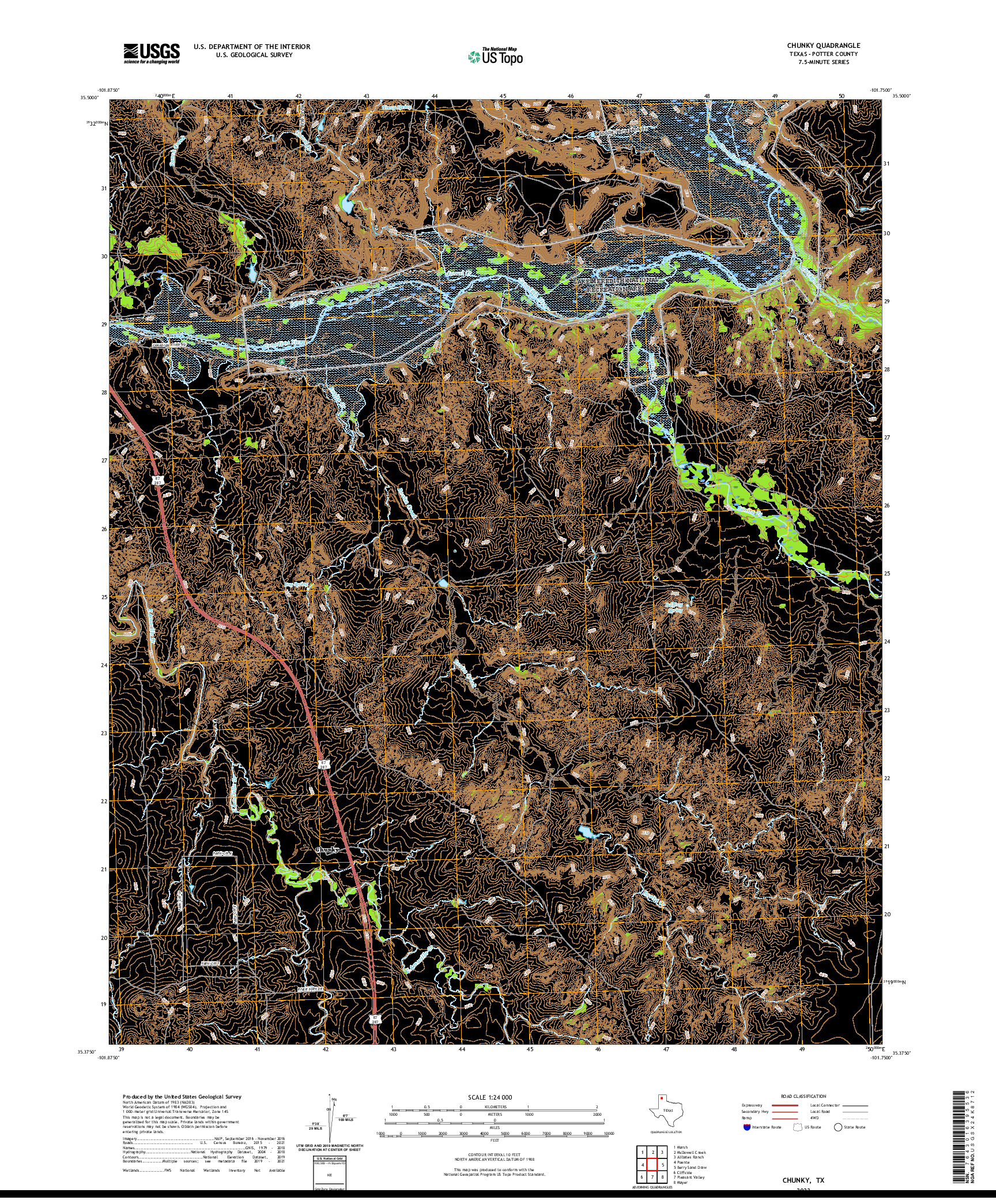 US TOPO 7.5-MINUTE MAP FOR CHUNKY, TX