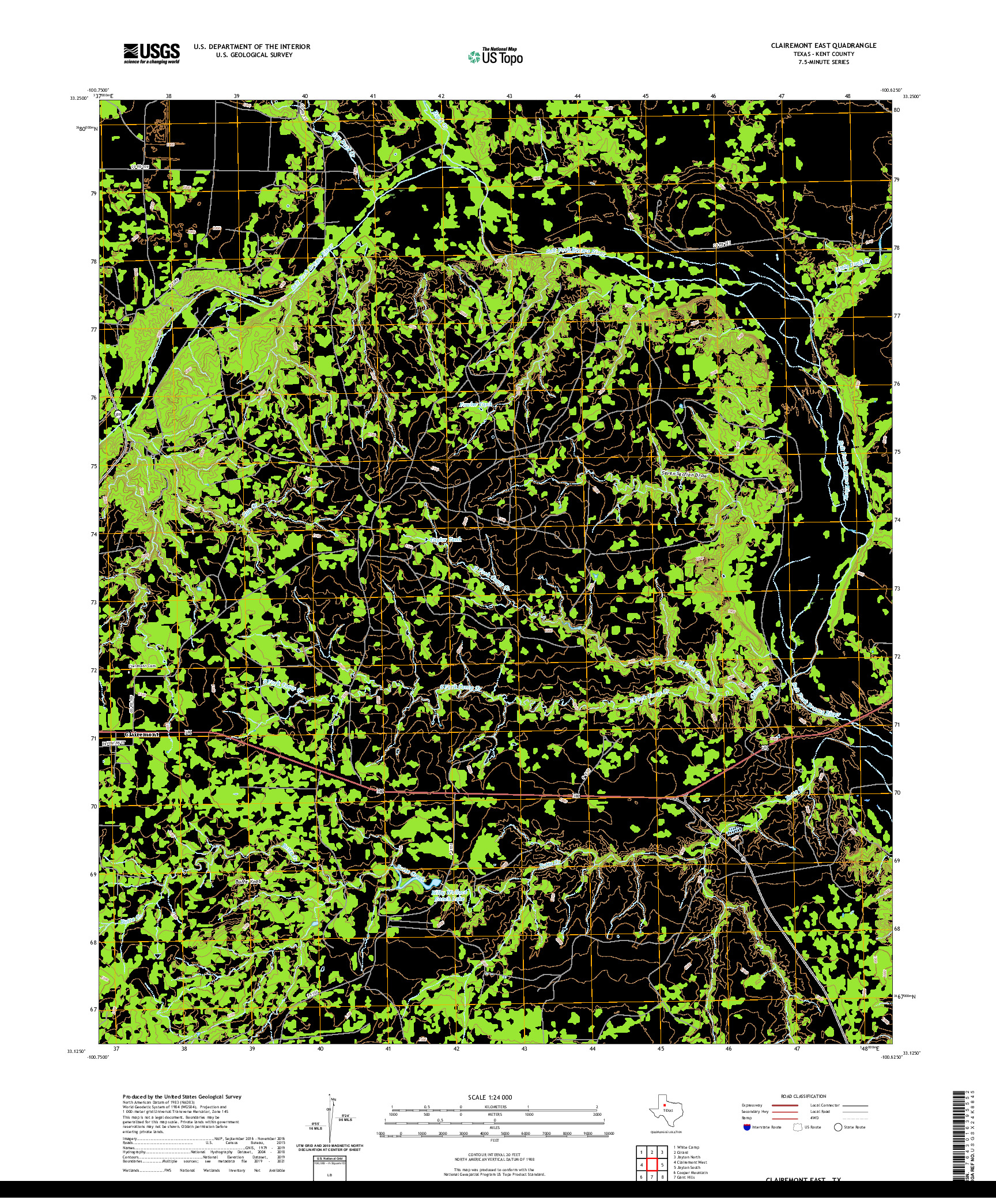 US TOPO 7.5-MINUTE MAP FOR CLAIREMONT EAST, TX