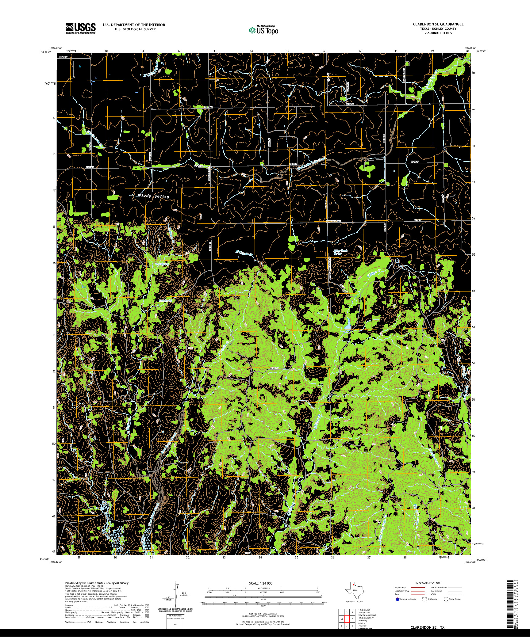 US TOPO 7.5-MINUTE MAP FOR CLARENDON SE, TX