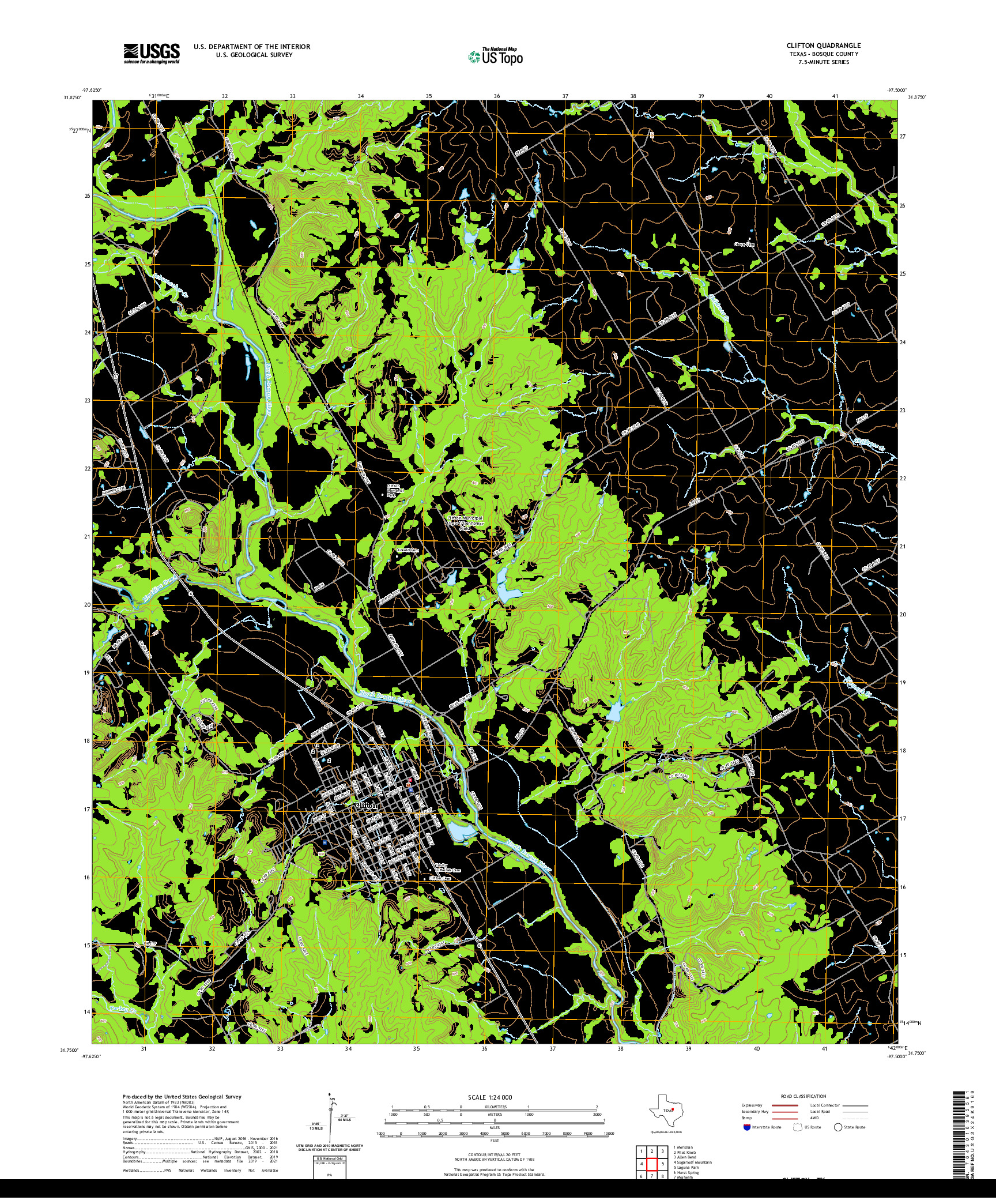 US TOPO 7.5-MINUTE MAP FOR CLIFTON, TX