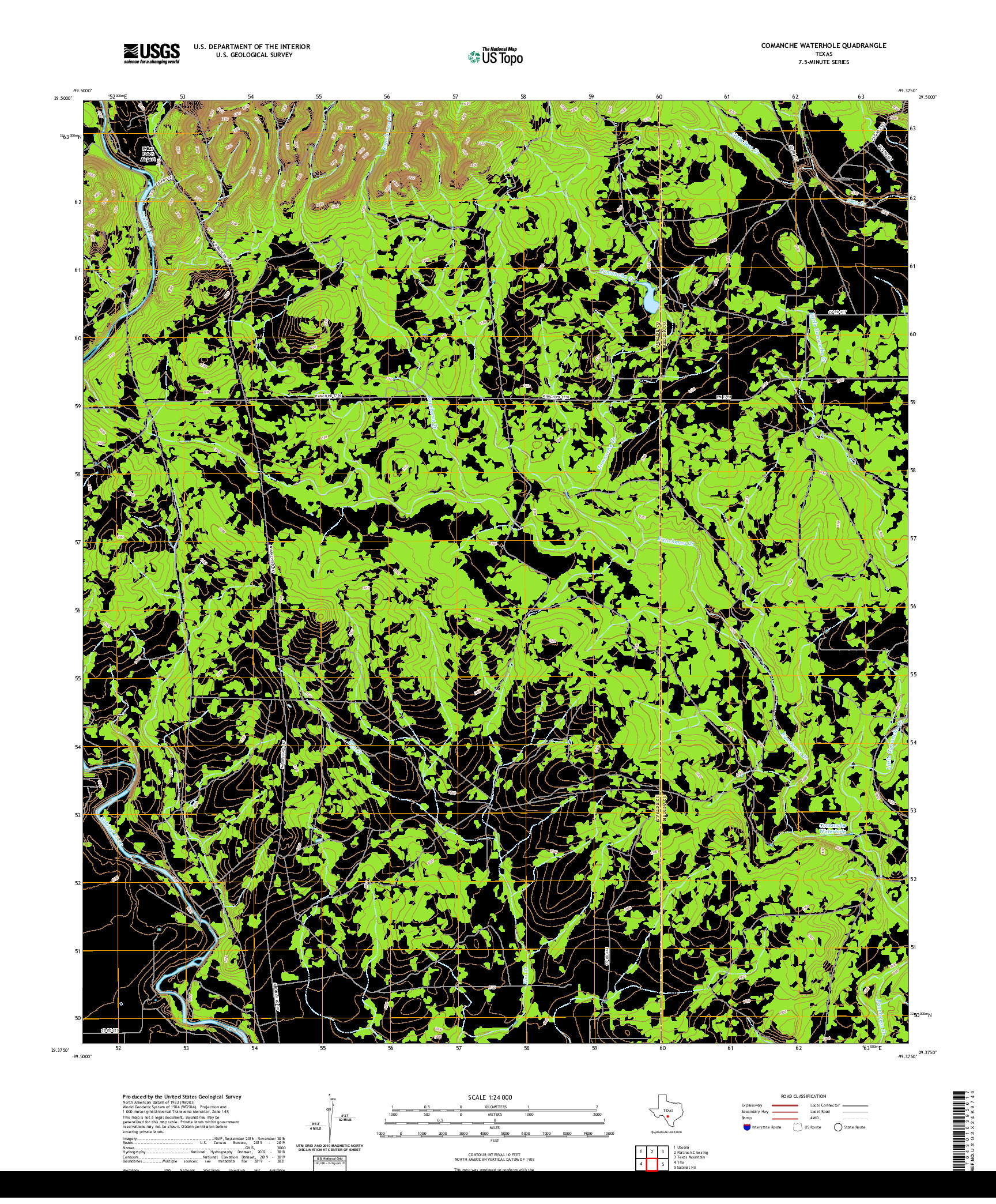 US TOPO 7.5-MINUTE MAP FOR COMANCHE WATERHOLE, TX