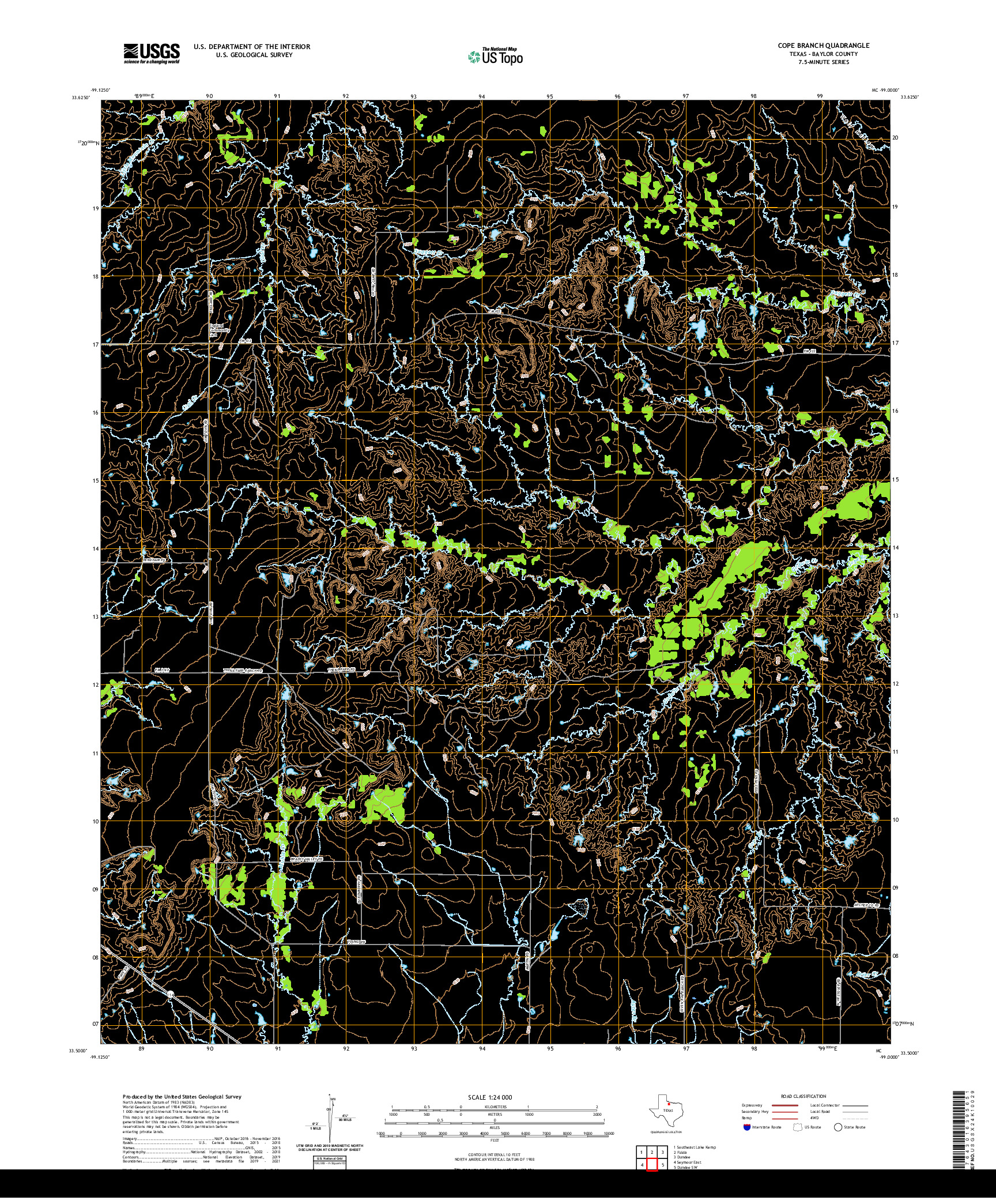 US TOPO 7.5-MINUTE MAP FOR COPE BRANCH, TX