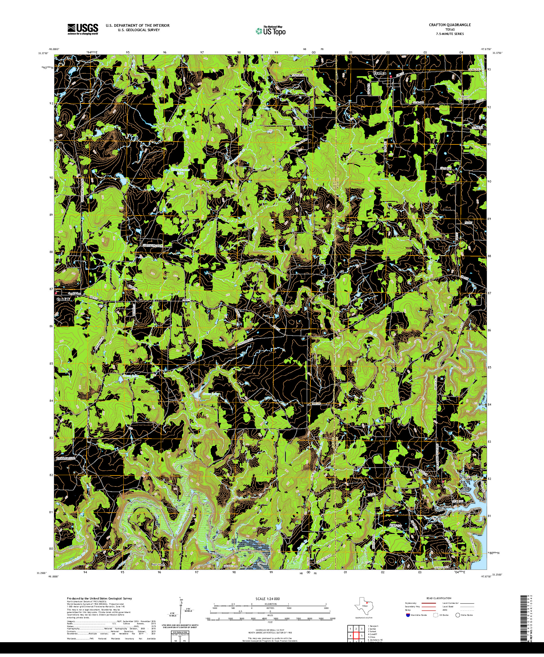 US TOPO 7.5-MINUTE MAP FOR CRAFTON, TX