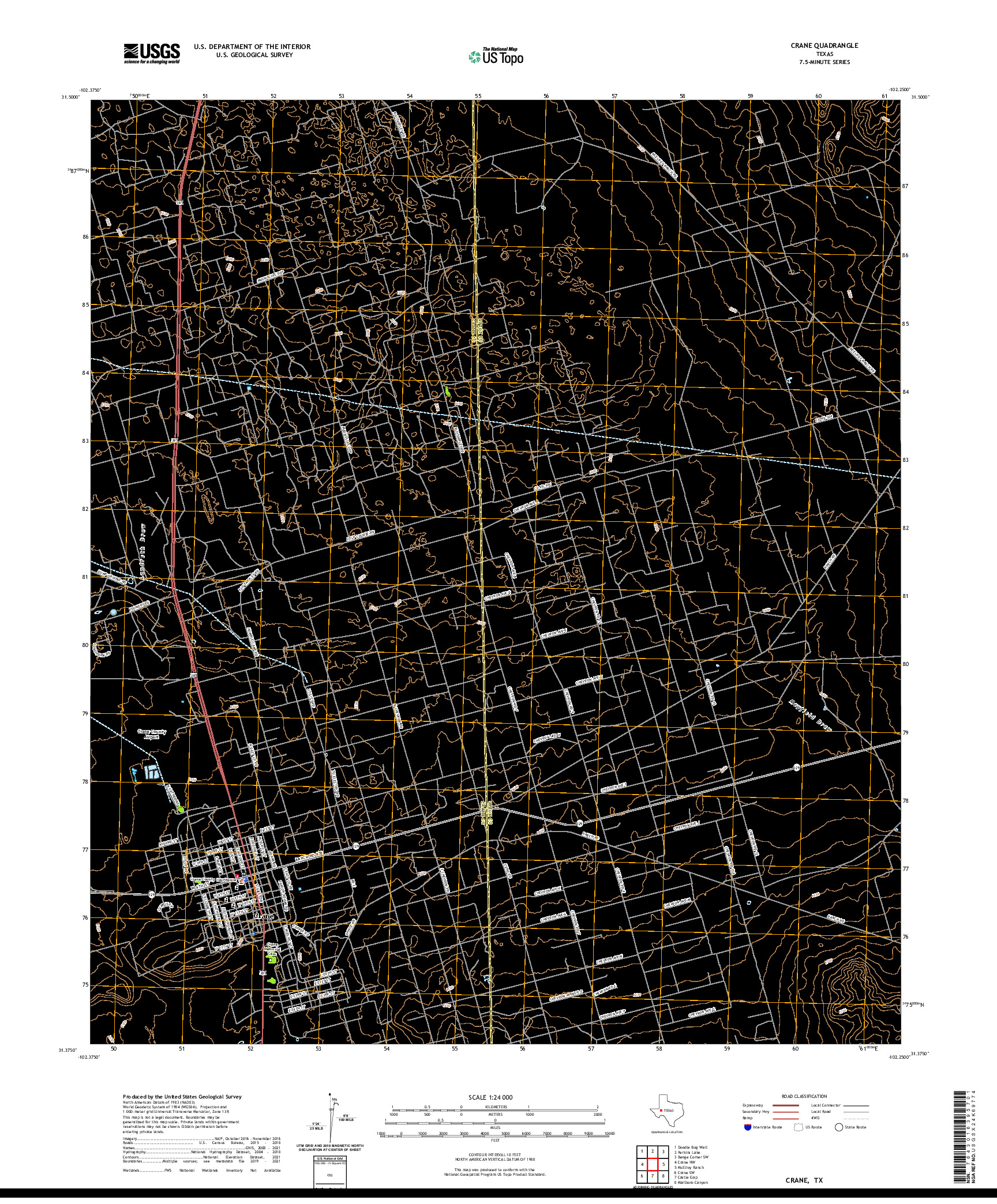 US TOPO 7.5-MINUTE MAP FOR CRANE, TX