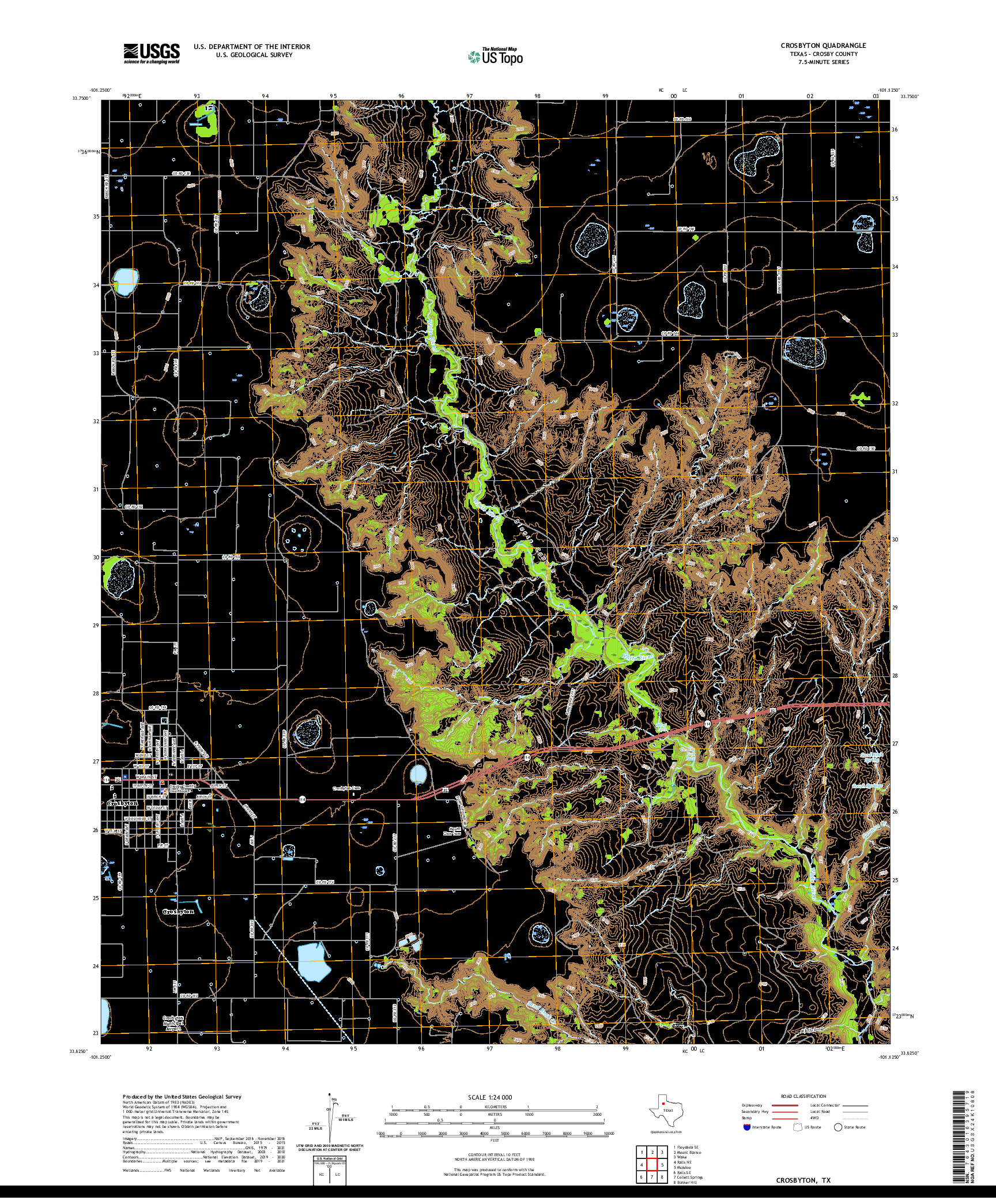 US TOPO 7.5-MINUTE MAP FOR CROSBYTON, TX