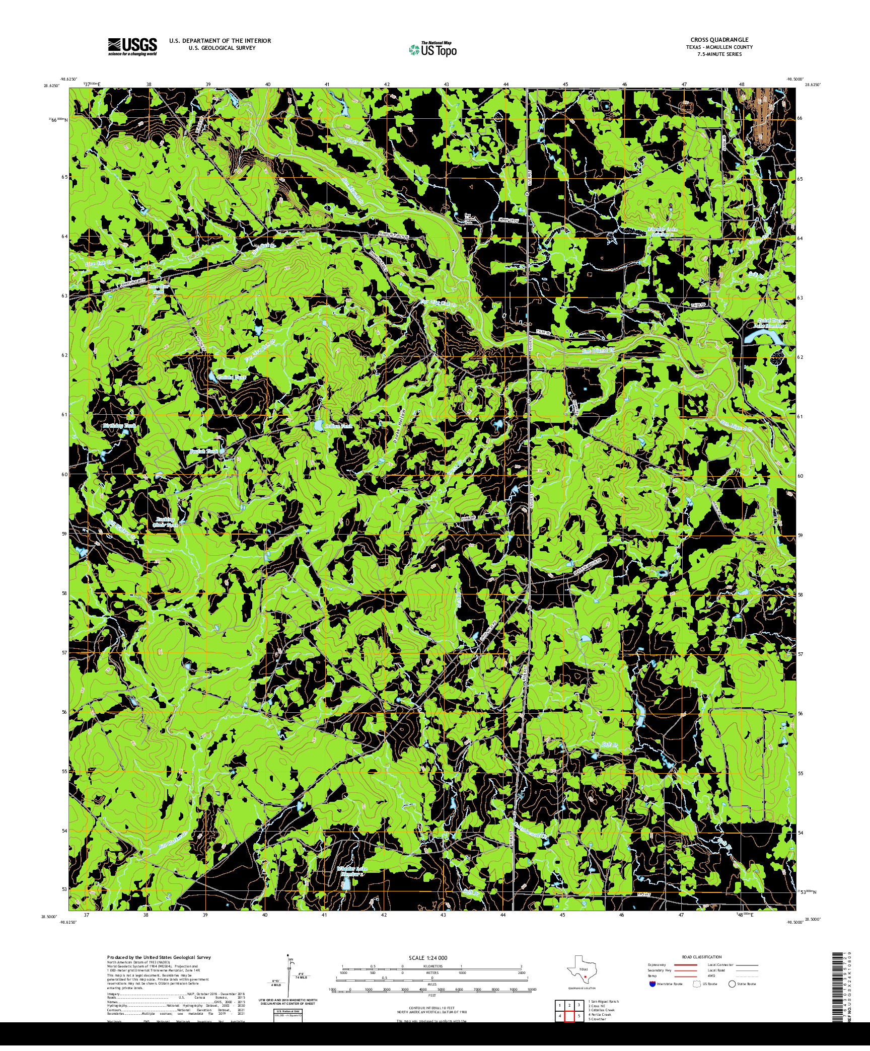 US TOPO 7.5-MINUTE MAP FOR CROSS, TX