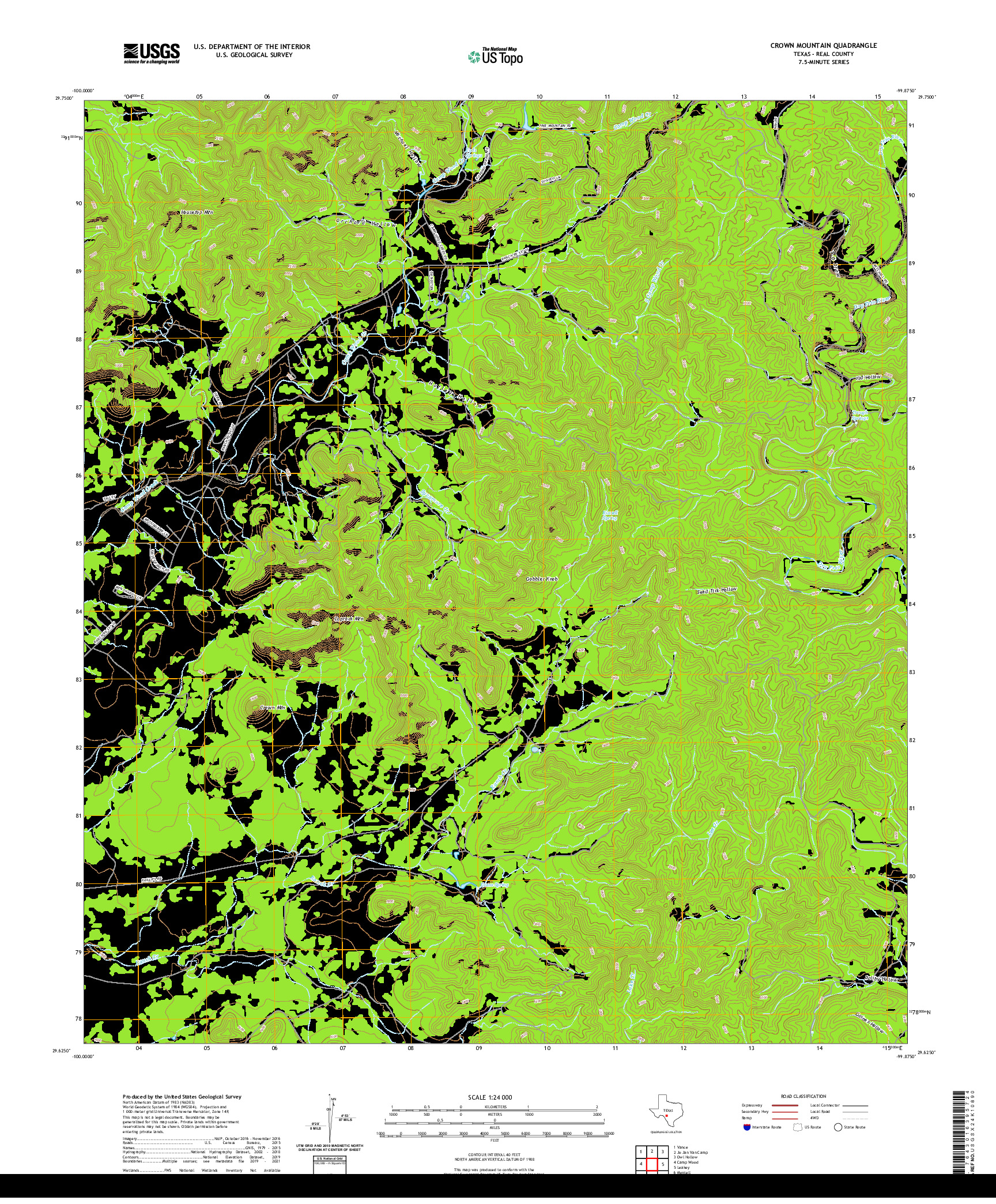 US TOPO 7.5-MINUTE MAP FOR CROWN MOUNTAIN, TX