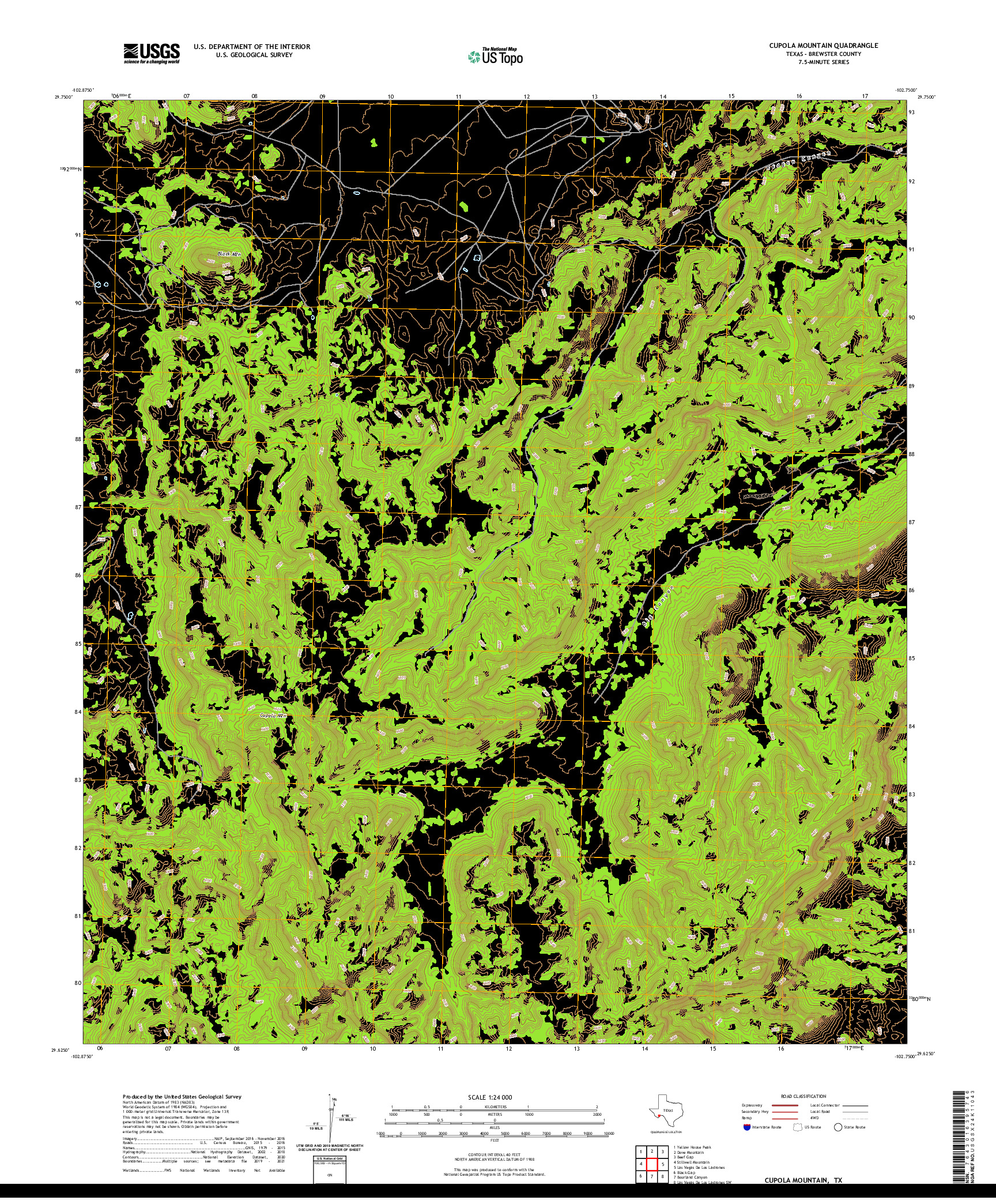 US TOPO 7.5-MINUTE MAP FOR CUPOLA MOUNTAIN, TX