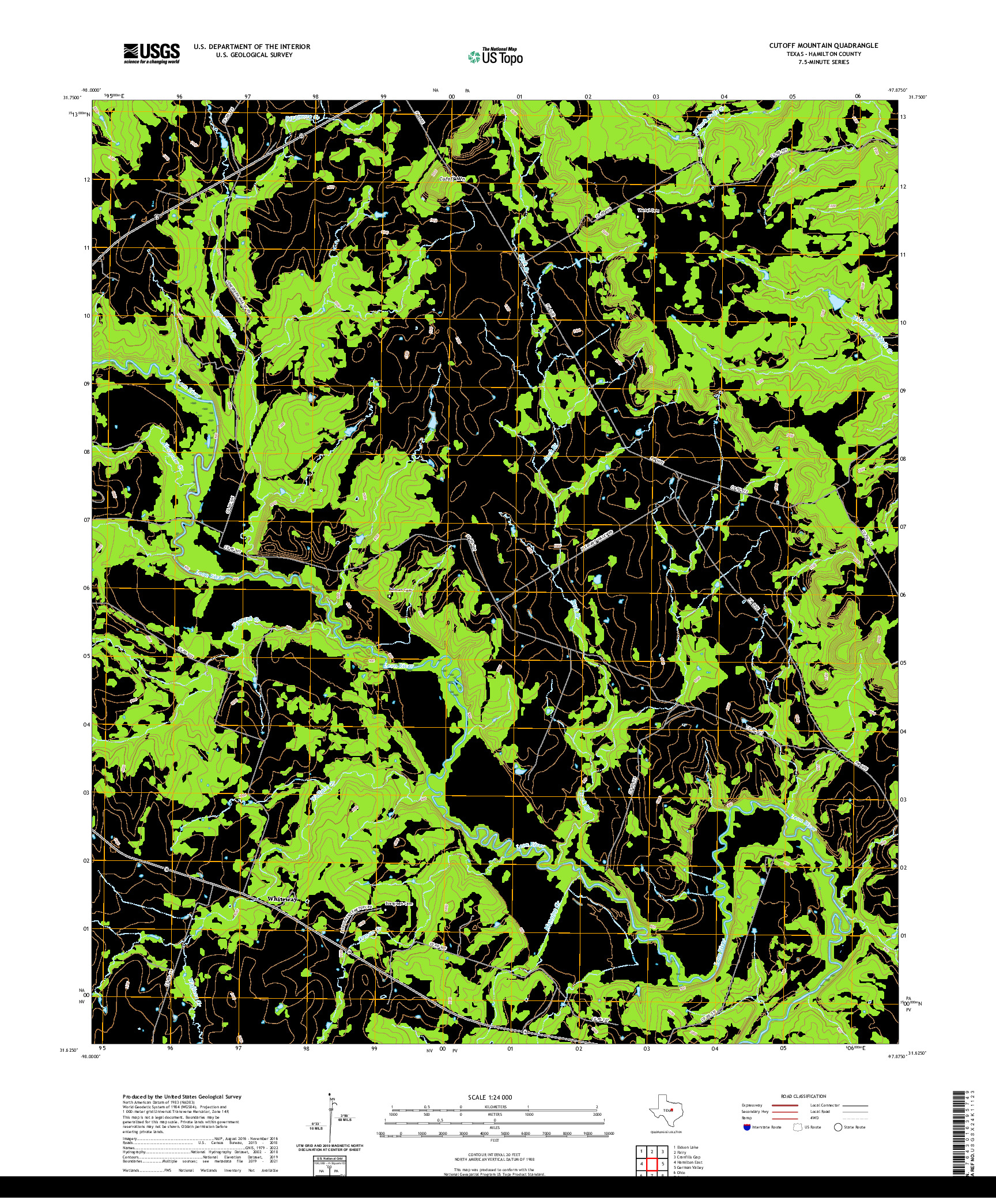 US TOPO 7.5-MINUTE MAP FOR CUTOFF MOUNTAIN, TX