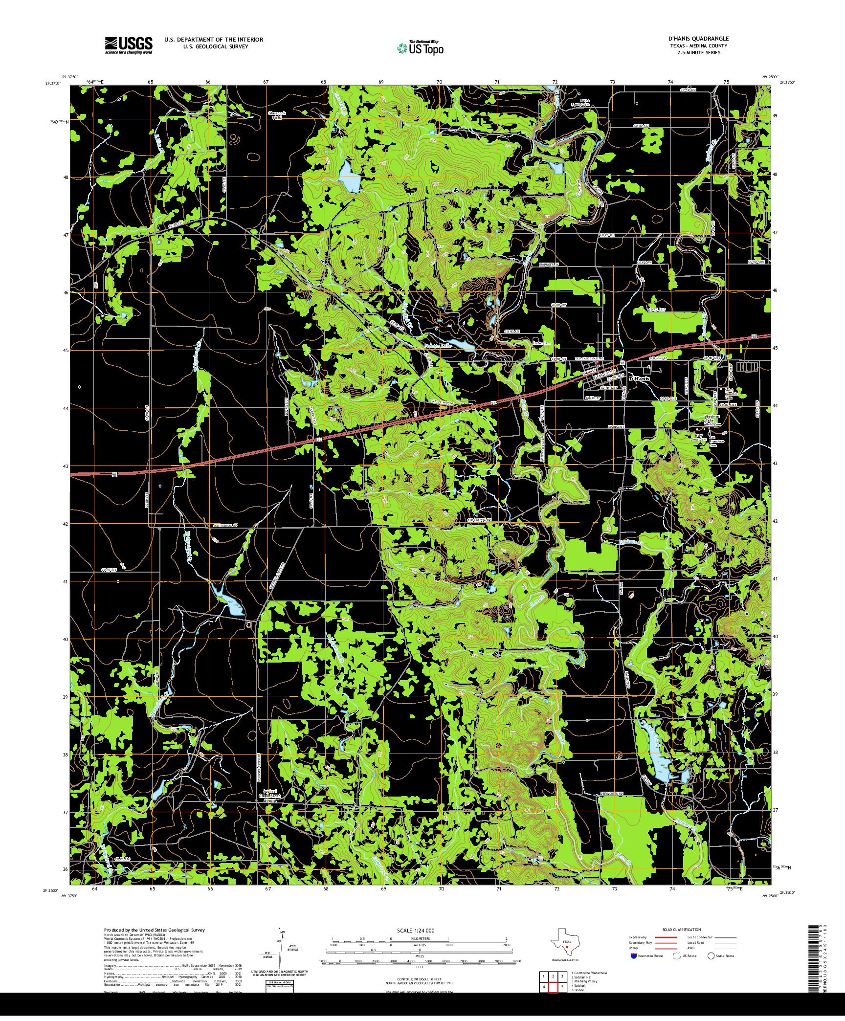 US TOPO 7.5-MINUTE MAP FOR D'HANIS, TX