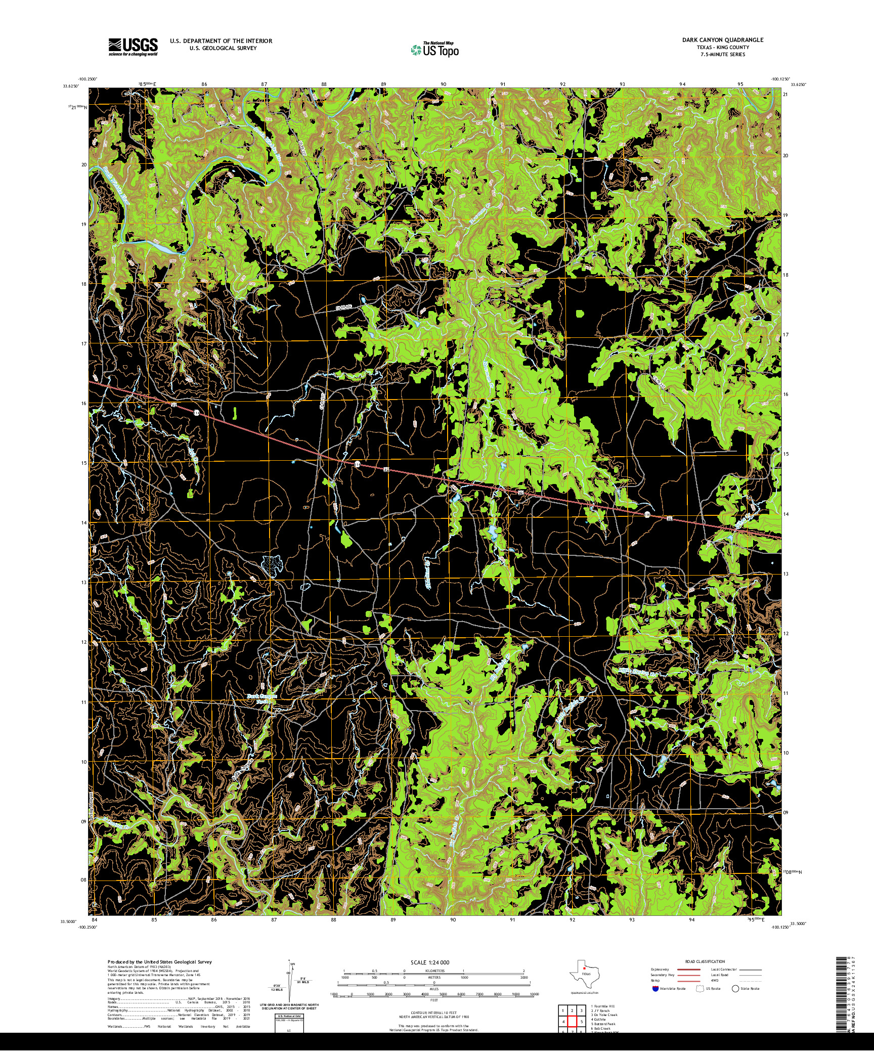 US TOPO 7.5-MINUTE MAP FOR DARK CANYON, TX