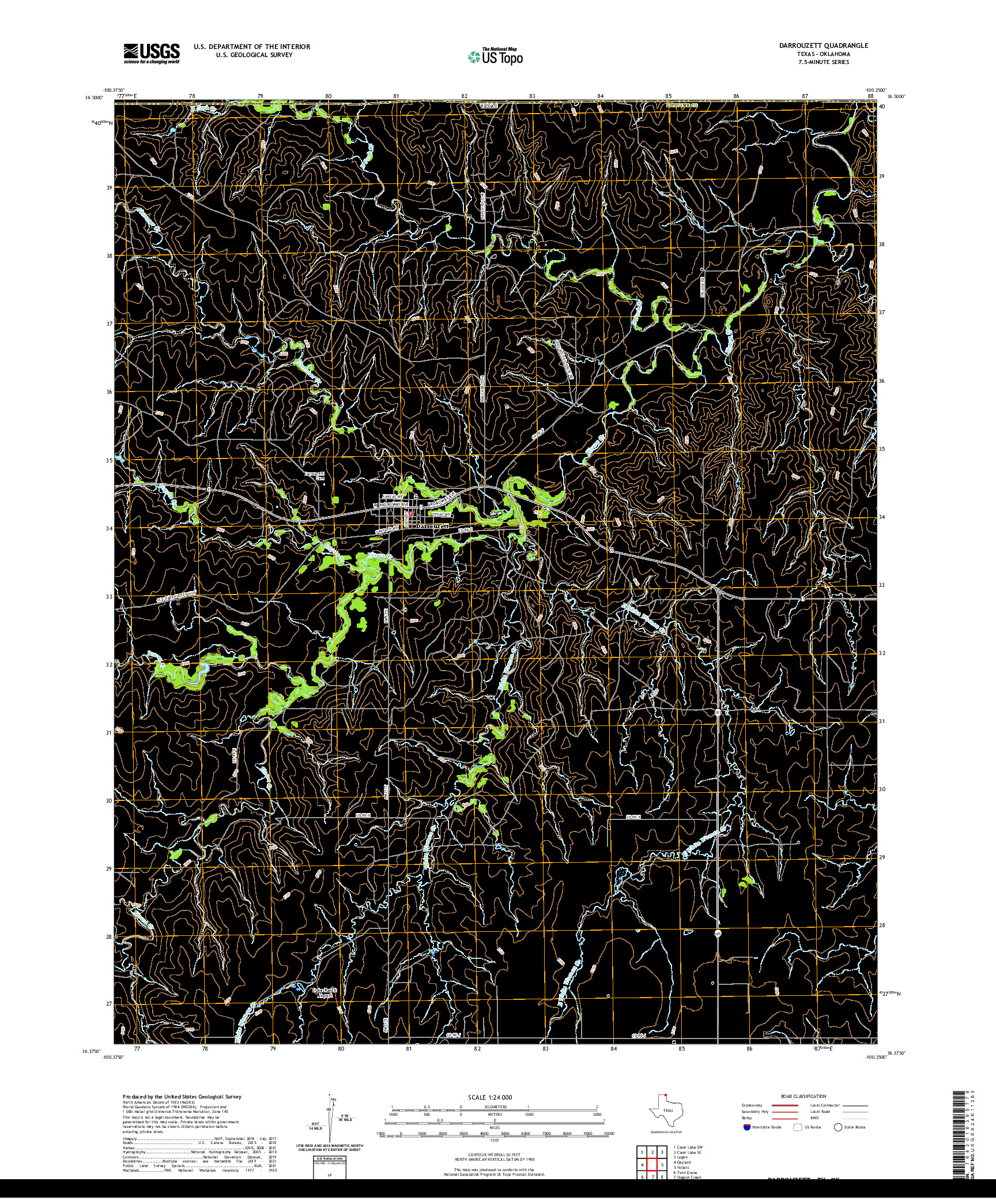 US TOPO 7.5-MINUTE MAP FOR DARROUZETT, TX,OK