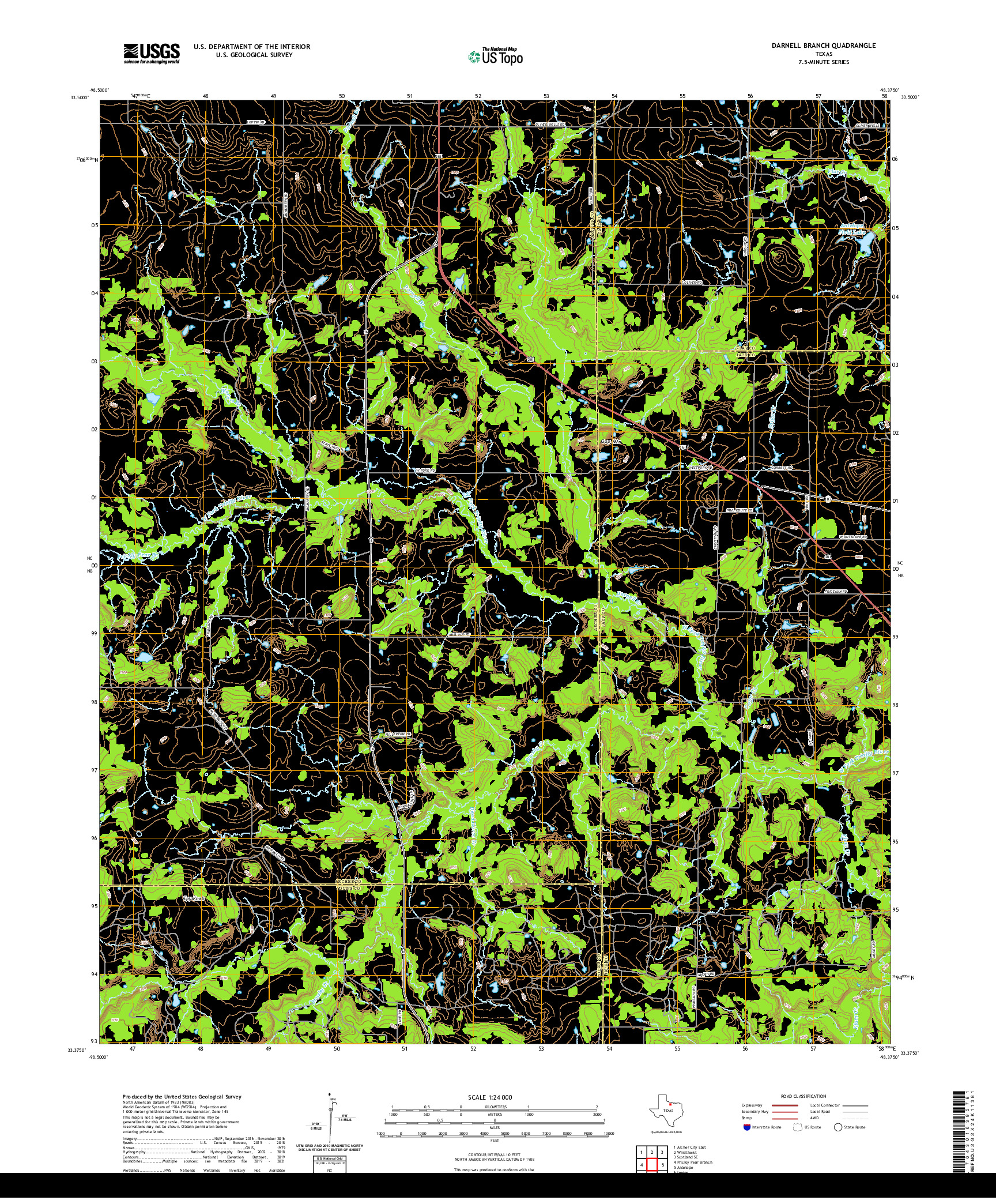 US TOPO 7.5-MINUTE MAP FOR DARNELL BRANCH, TX