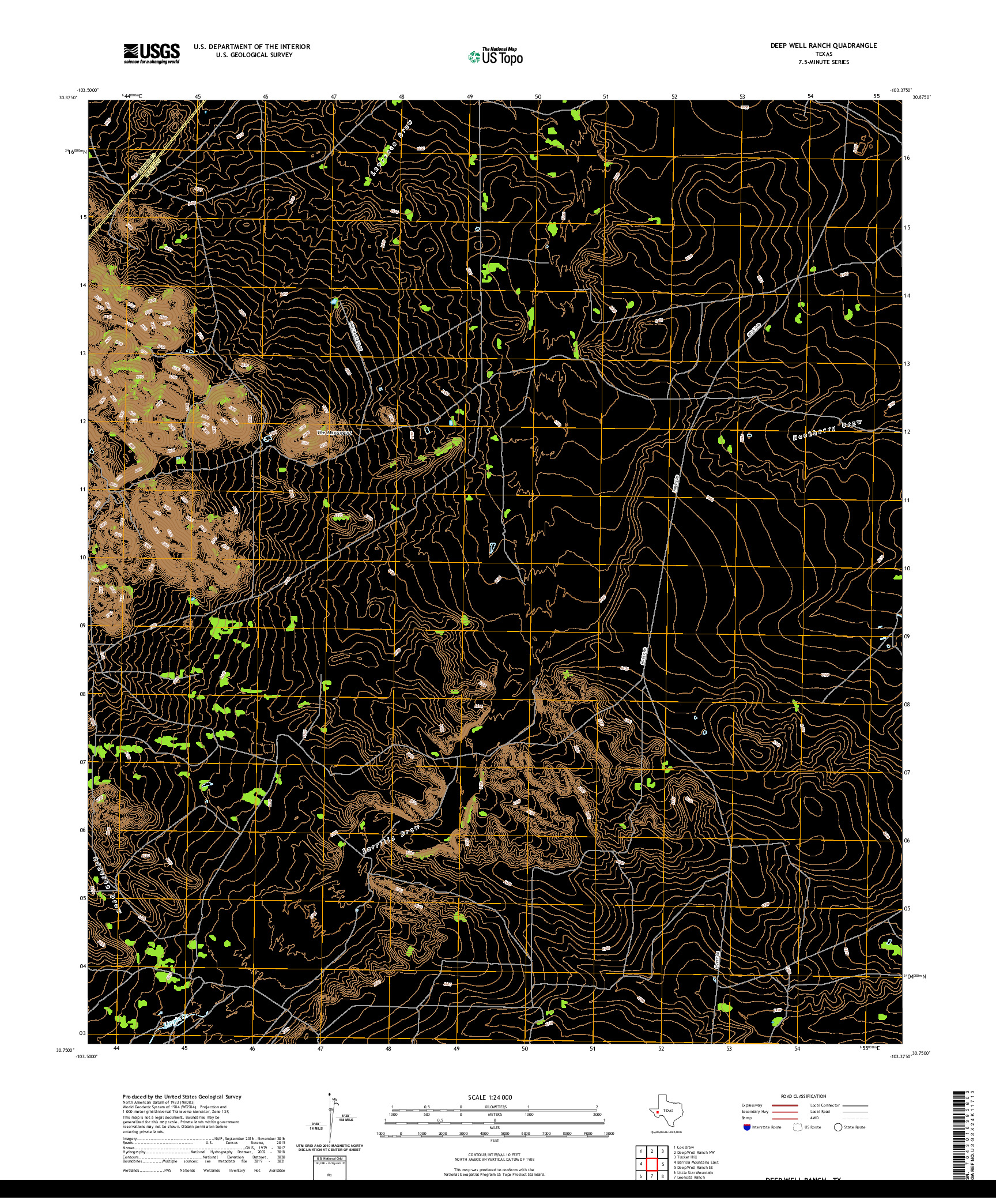 US TOPO 7.5-MINUTE MAP FOR DEEP WELL RANCH, TX