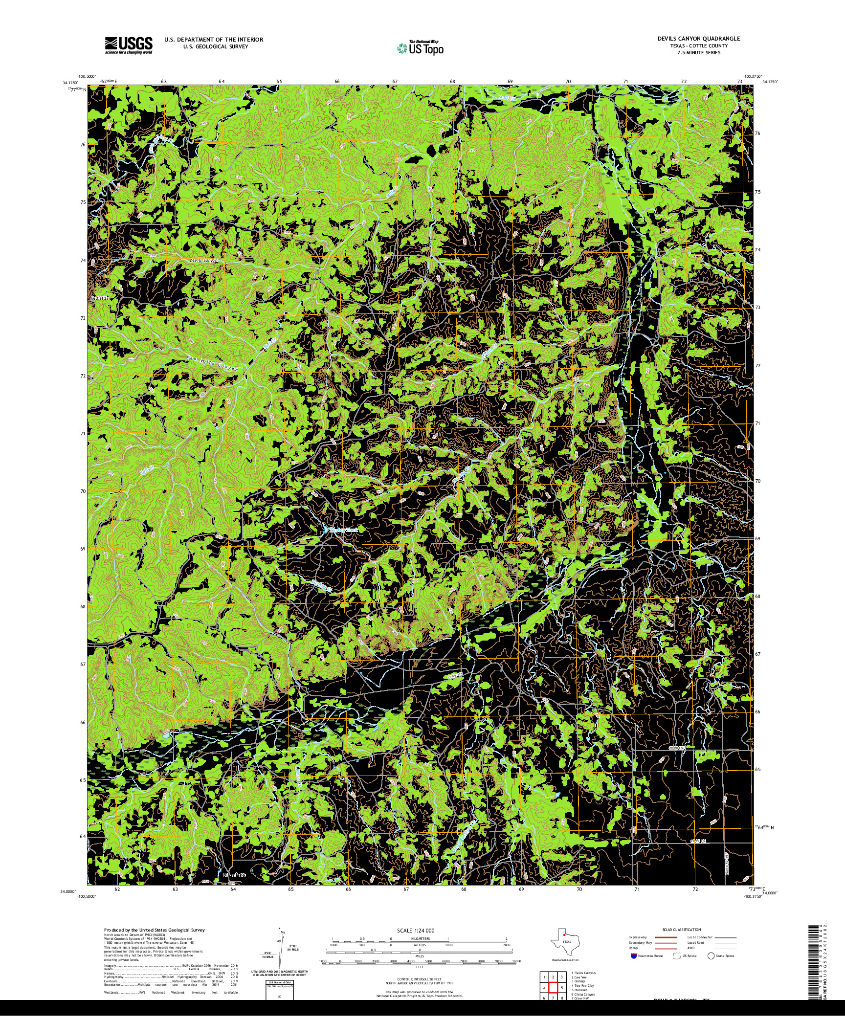 US TOPO 7.5-MINUTE MAP FOR DEVILS CANYON, TX