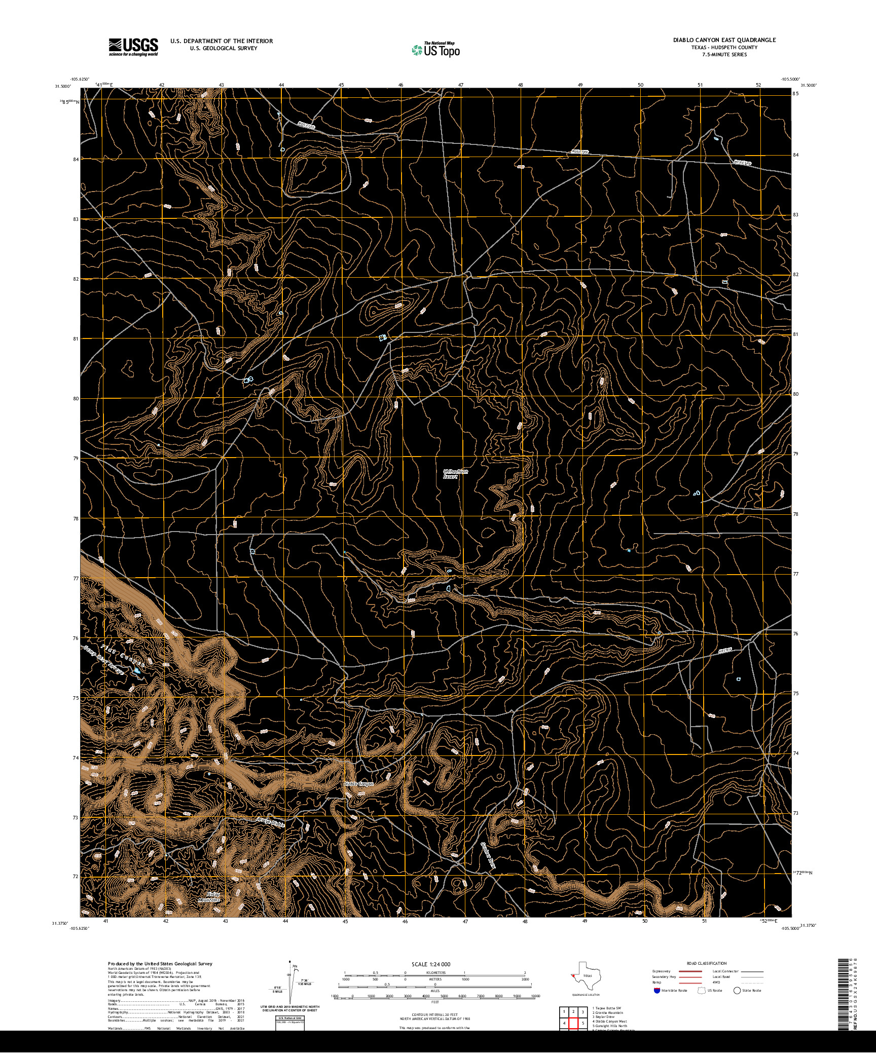 US TOPO 7.5-MINUTE MAP FOR DIABLO CANYON EAST, TX