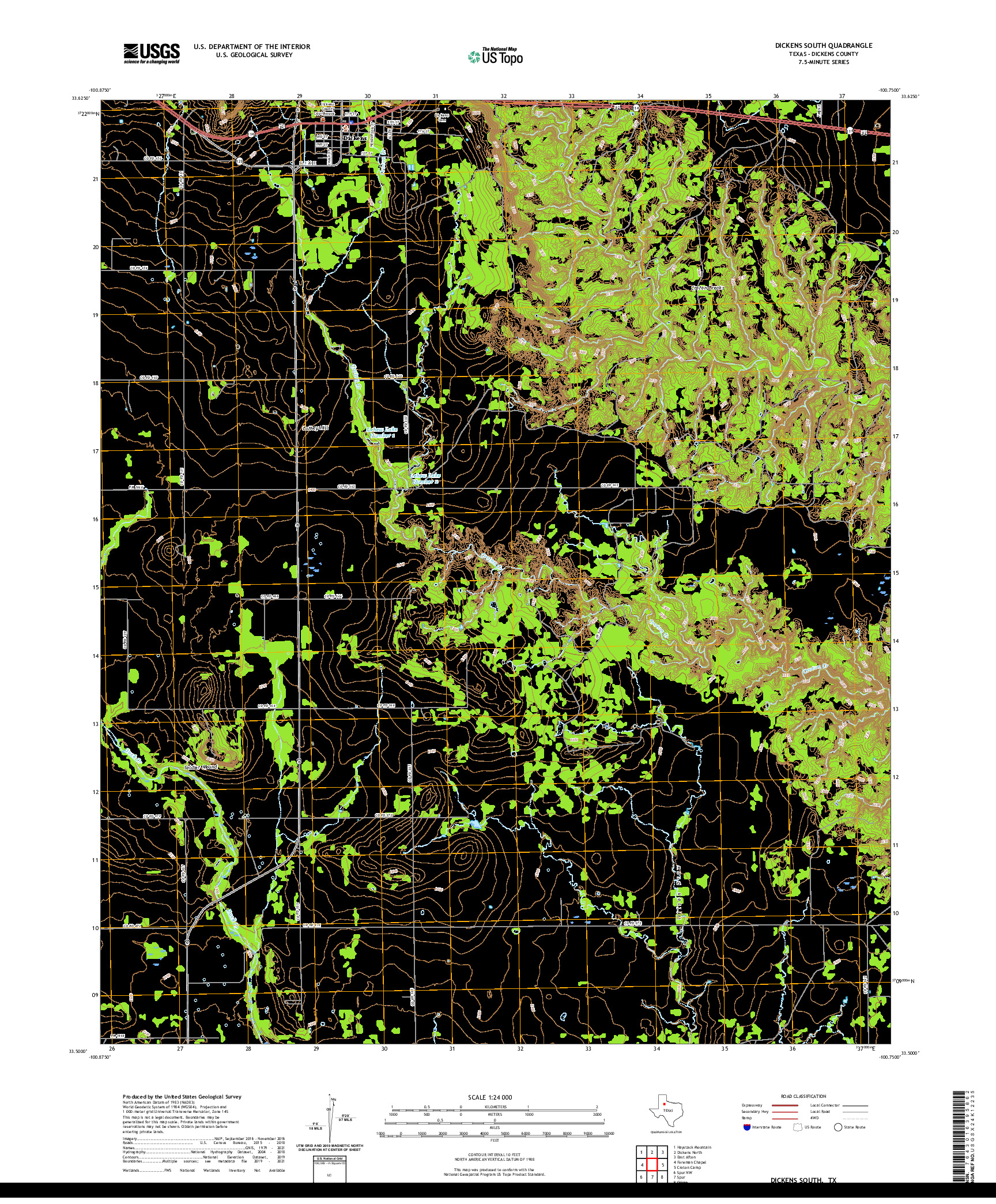 US TOPO 7.5-MINUTE MAP FOR DICKENS SOUTH, TX