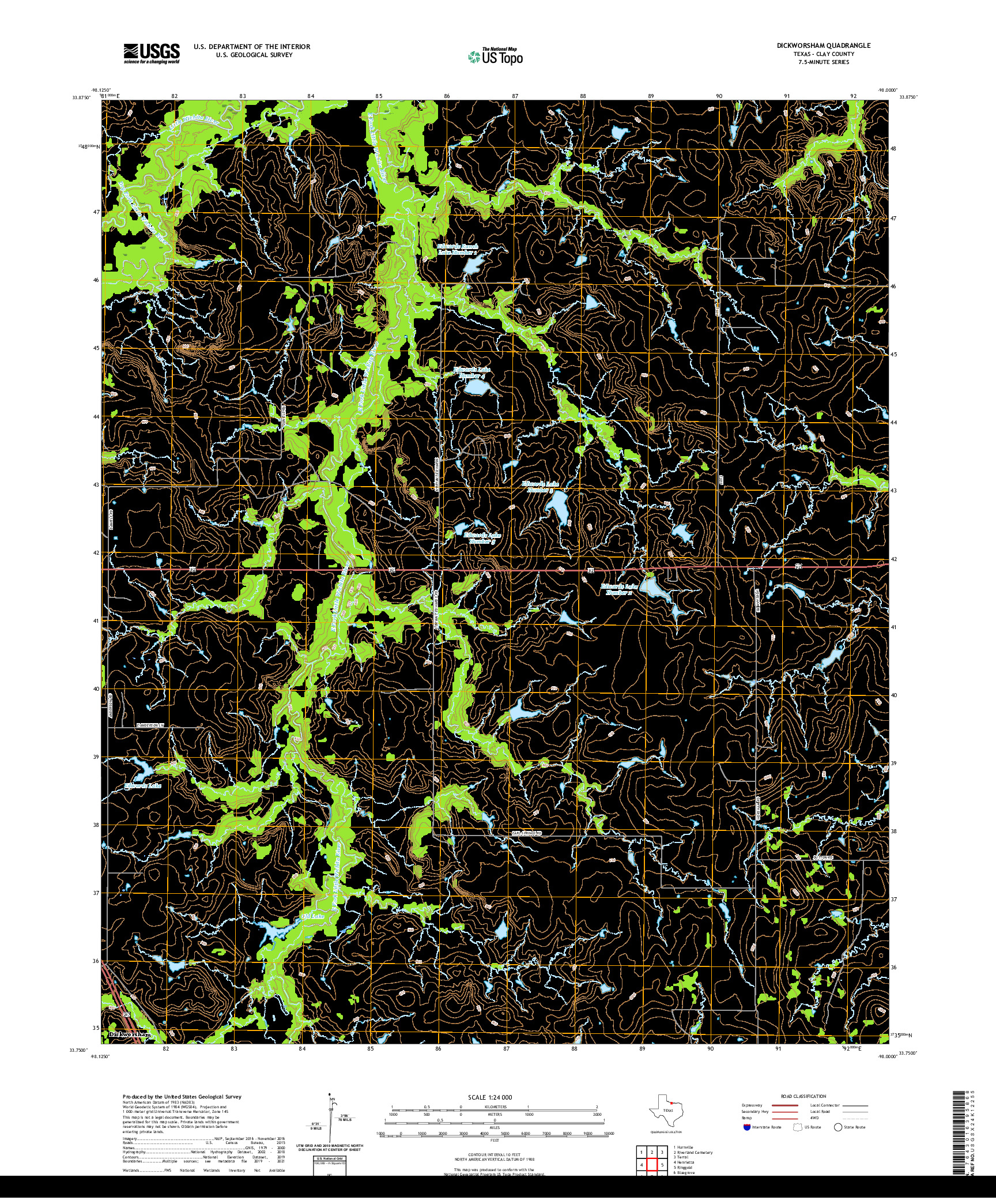 US TOPO 7.5-MINUTE MAP FOR DICKWORSHAM, TX