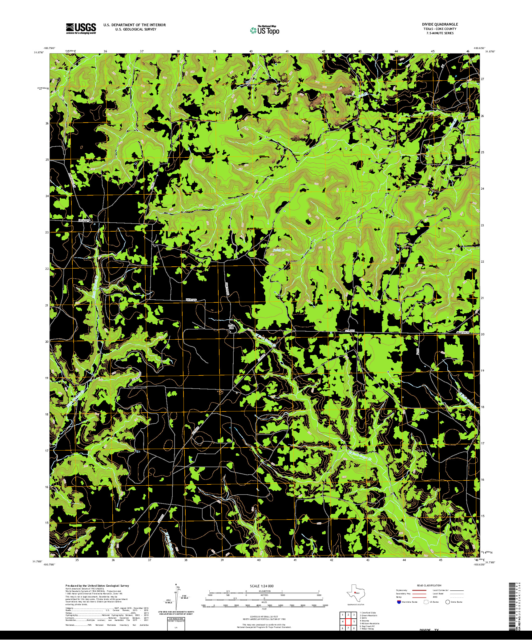 US TOPO 7.5-MINUTE MAP FOR DIVIDE, TX