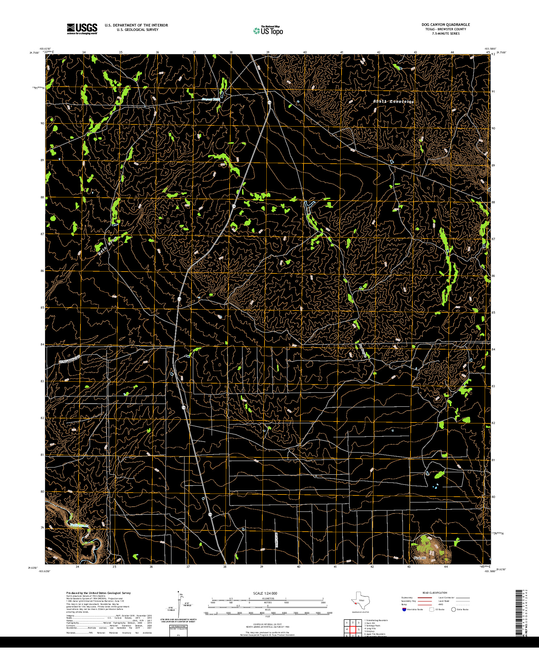 US TOPO 7.5-MINUTE MAP FOR DOG CANYON, TX