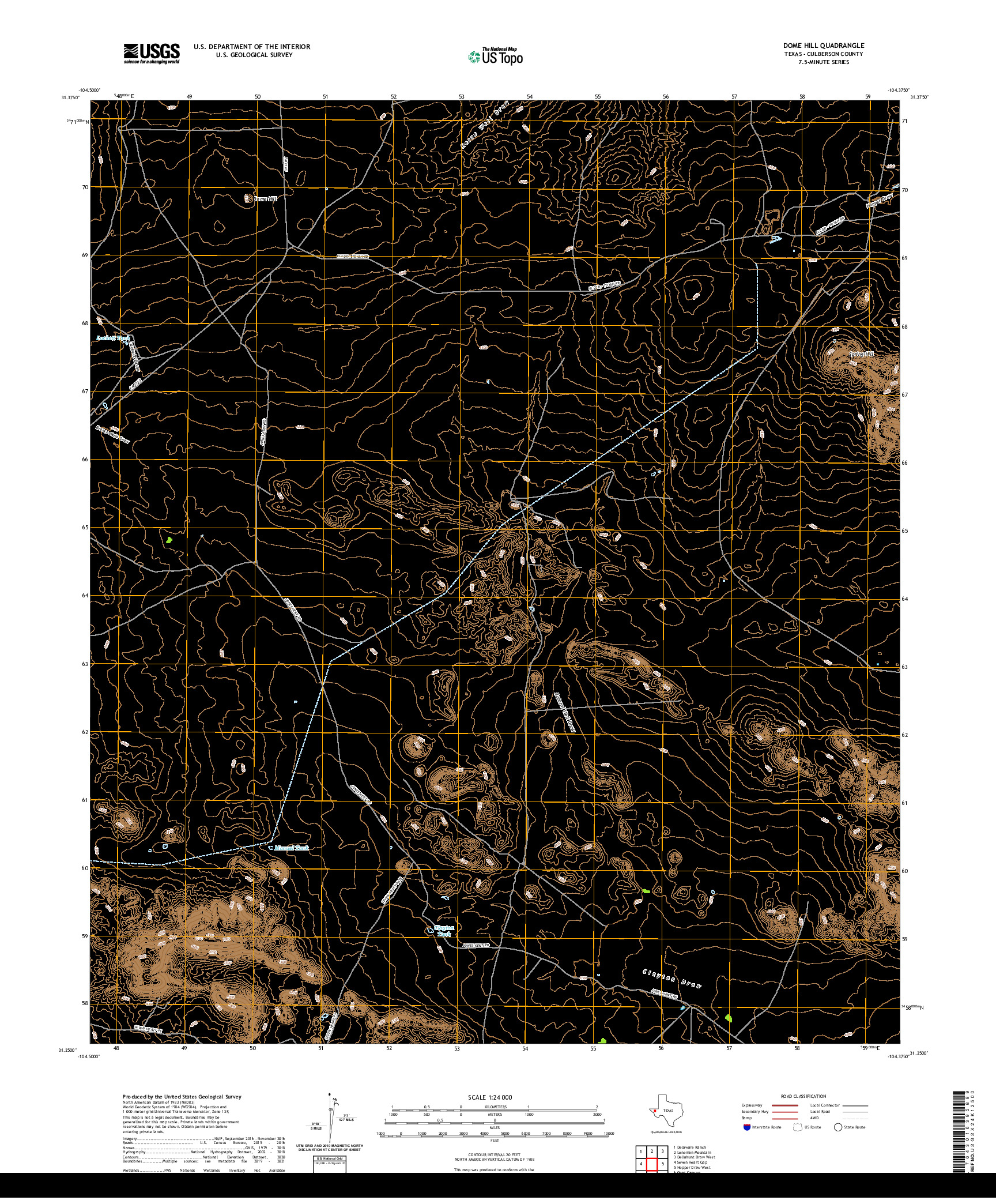 US TOPO 7.5-MINUTE MAP FOR DOME HILL, TX