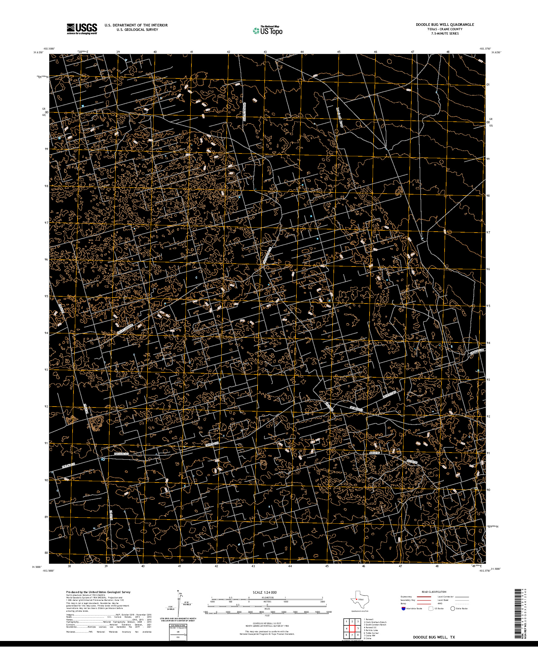 US TOPO 7.5-MINUTE MAP FOR DOODLE BUG WELL, TX