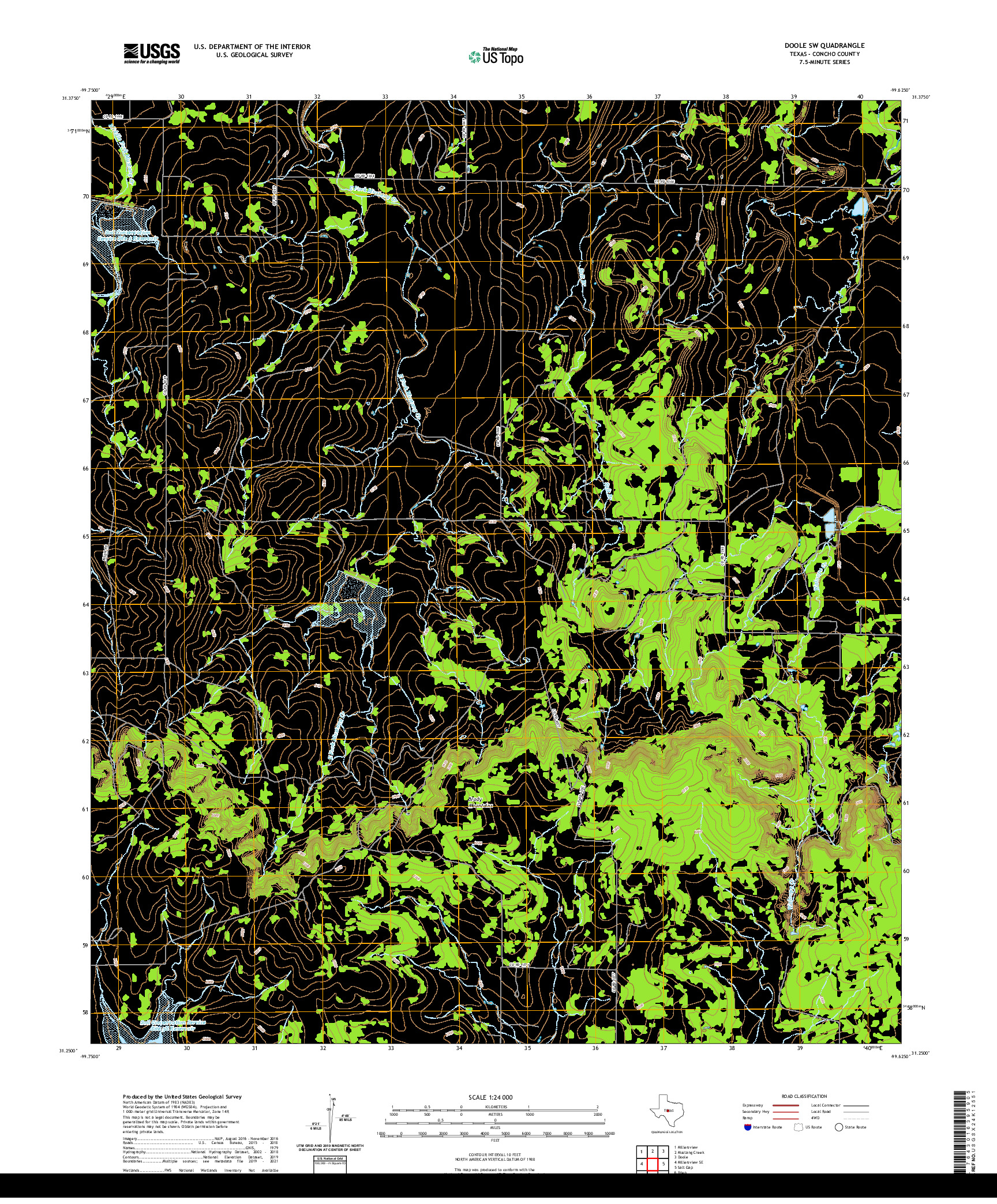 US TOPO 7.5-MINUTE MAP FOR DOOLE SW, TX