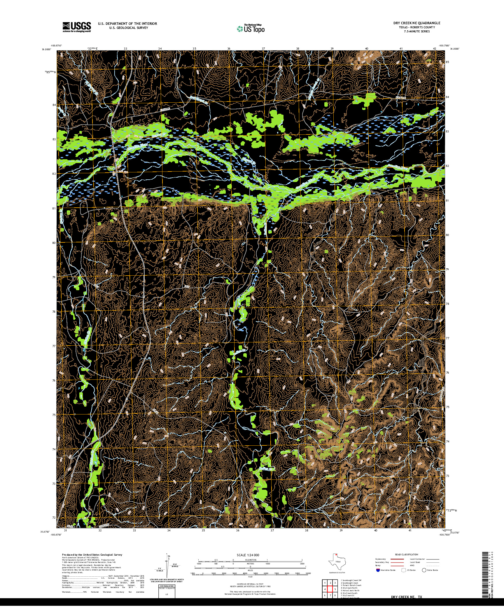 US TOPO 7.5-MINUTE MAP FOR DRY CREEK NE, TX