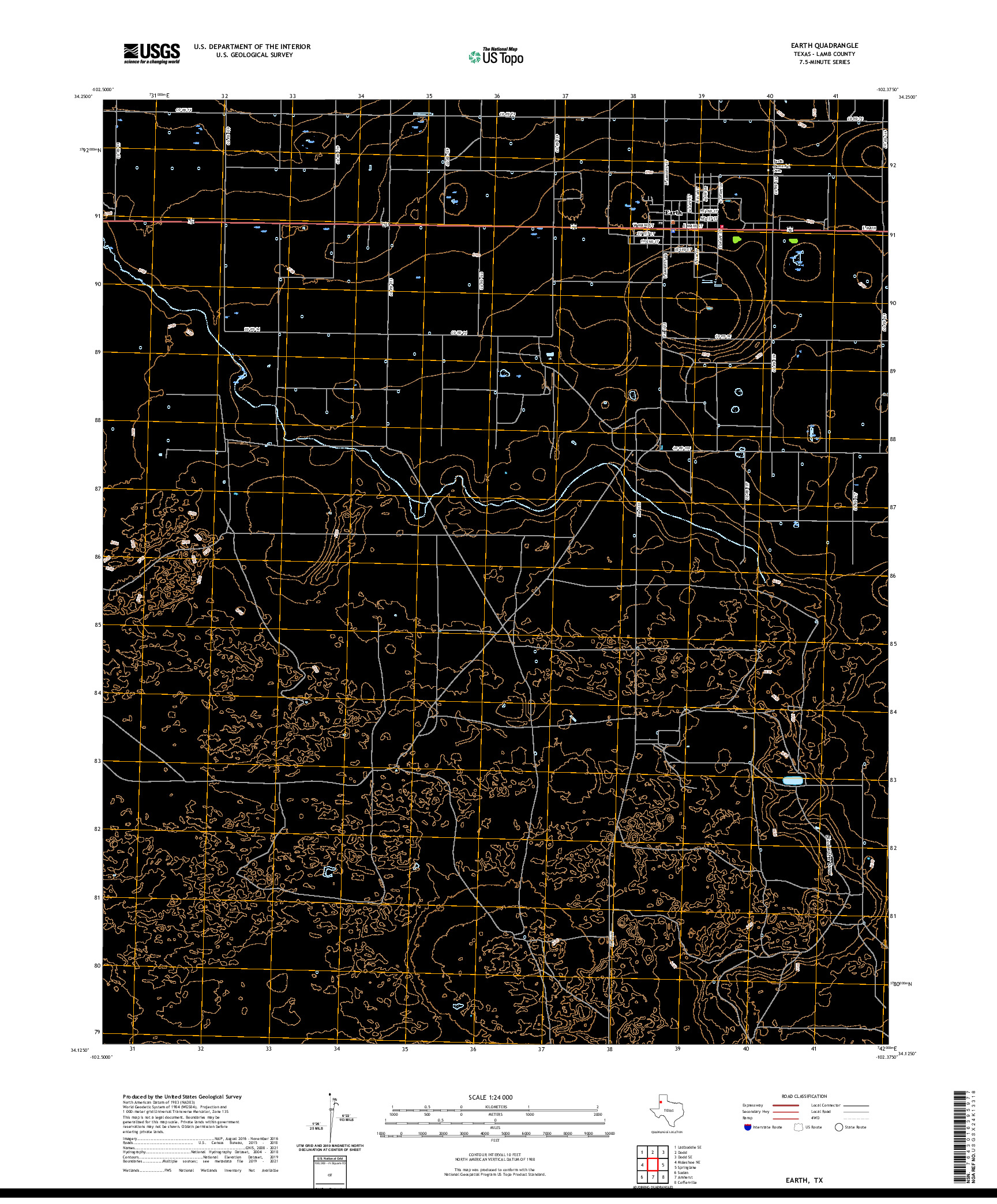 US TOPO 7.5-MINUTE MAP FOR EARTH, TX