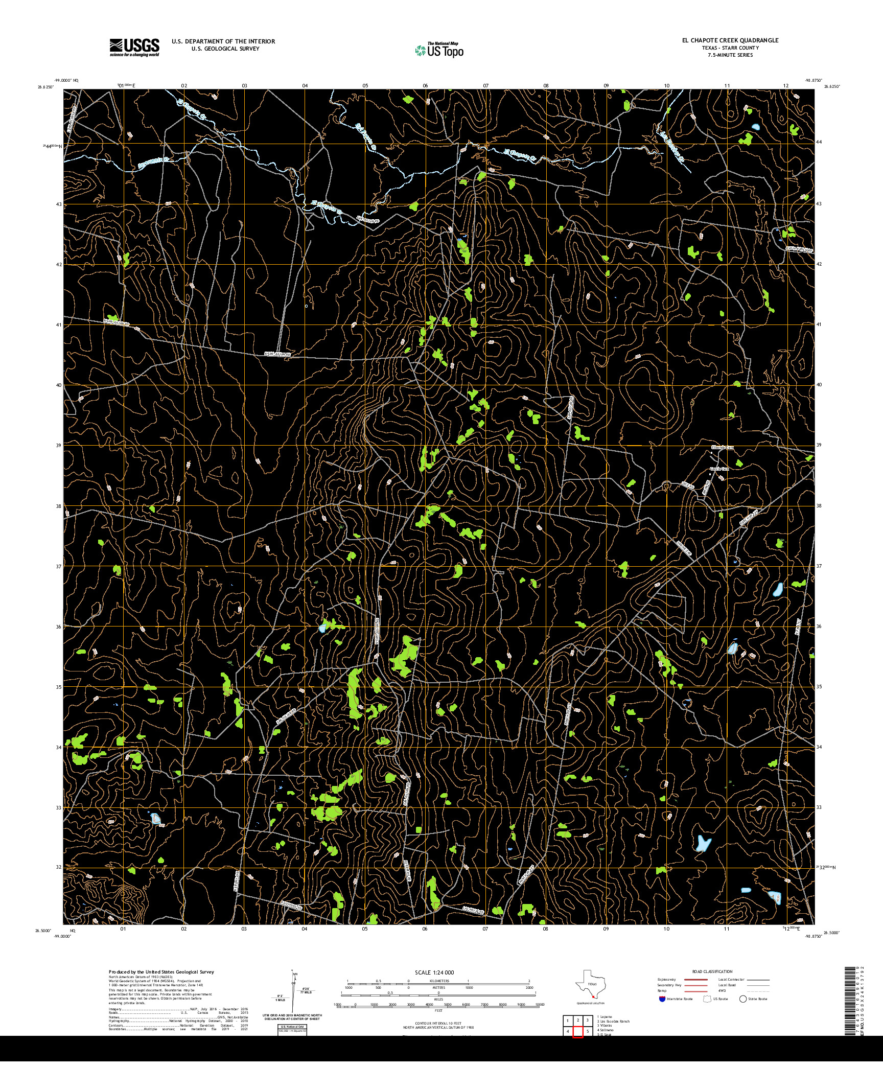 US TOPO 7.5-MINUTE MAP FOR EL CHAPOTE CREEK, TX