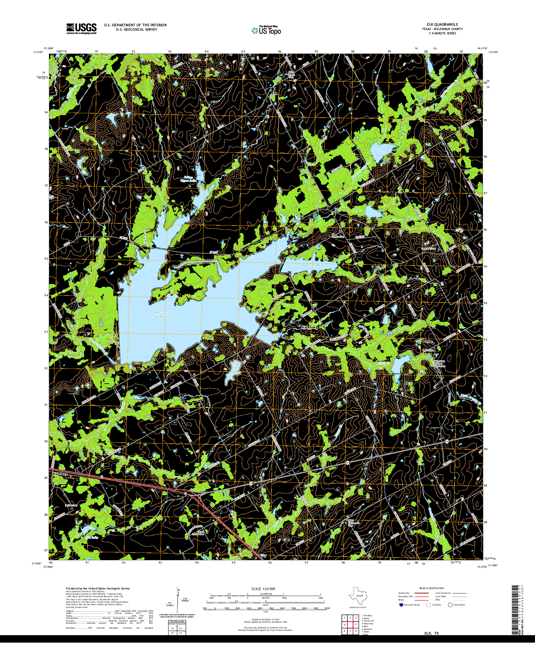 US TOPO 7.5-MINUTE MAP FOR ELK, TX