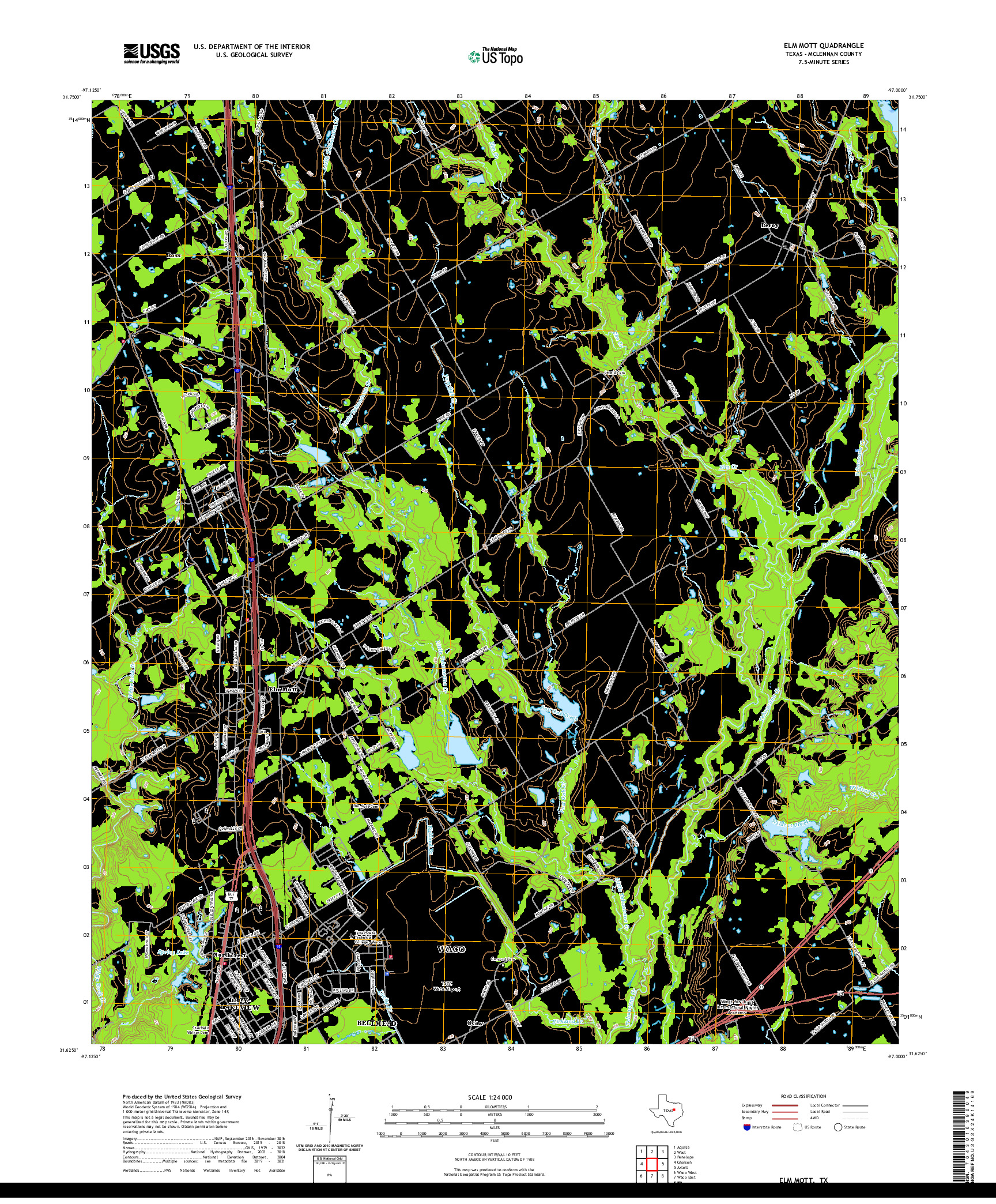 US TOPO 7.5-MINUTE MAP FOR ELM MOTT, TX