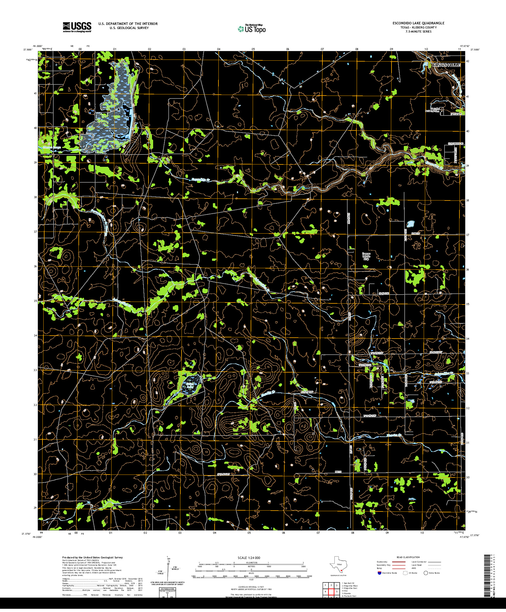 US TOPO 7.5-MINUTE MAP FOR ESCONDIDO LAKE, TX