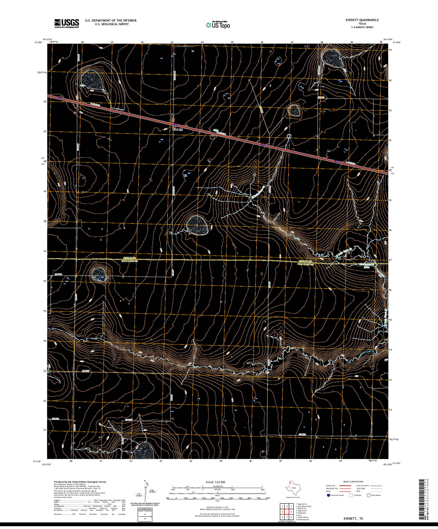 US TOPO 7.5-MINUTE MAP FOR EVERETT, TX