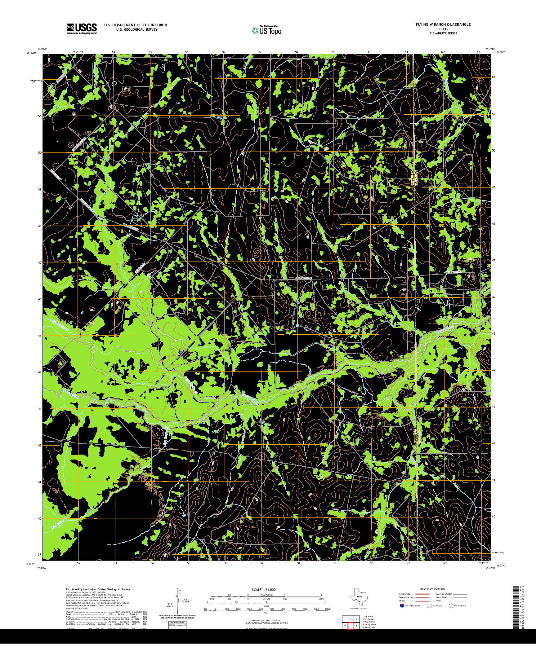 US TOPO 7.5-MINUTE MAP FOR FLYING W RANCH, TX