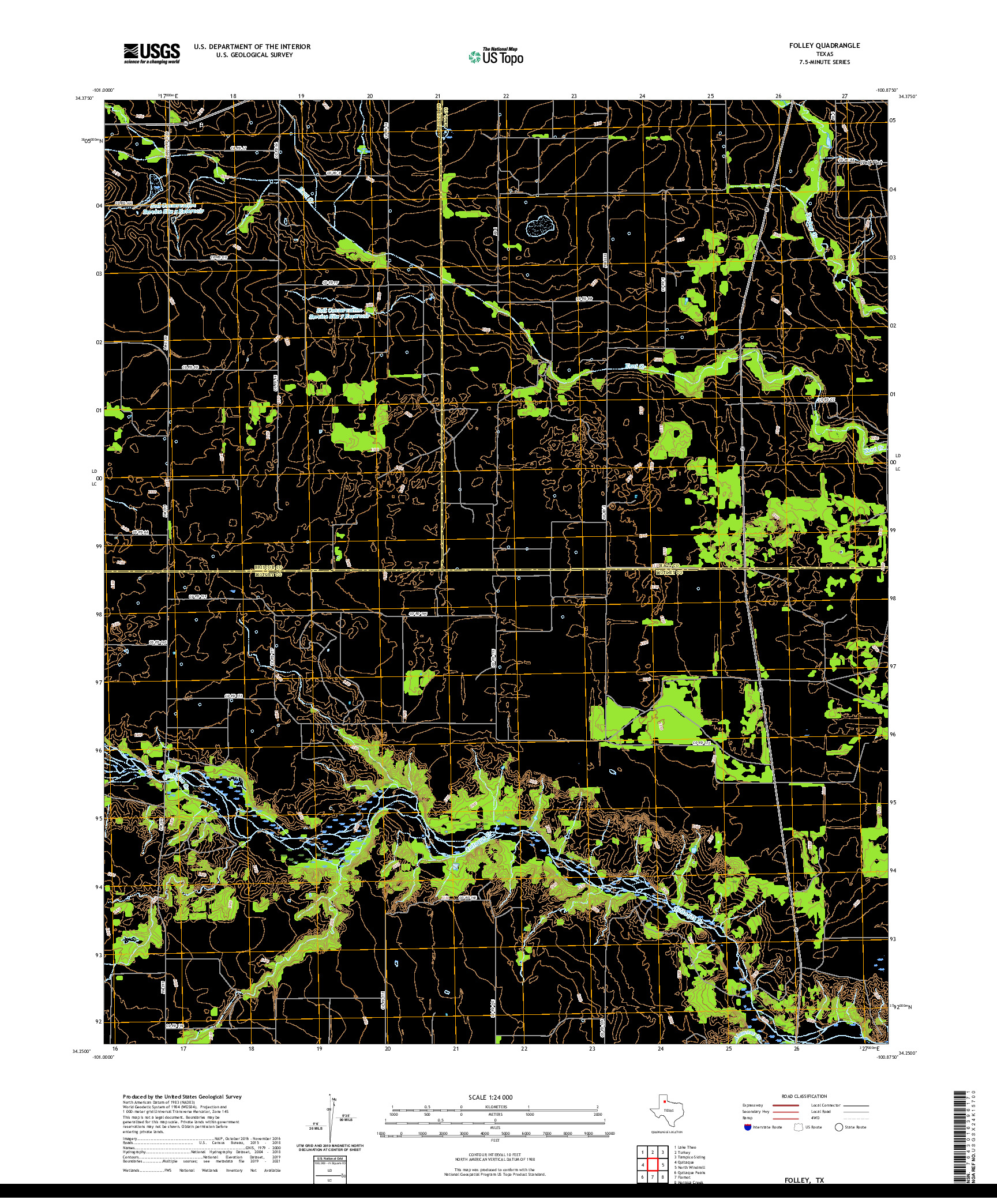 US TOPO 7.5-MINUTE MAP FOR FOLLEY, TX