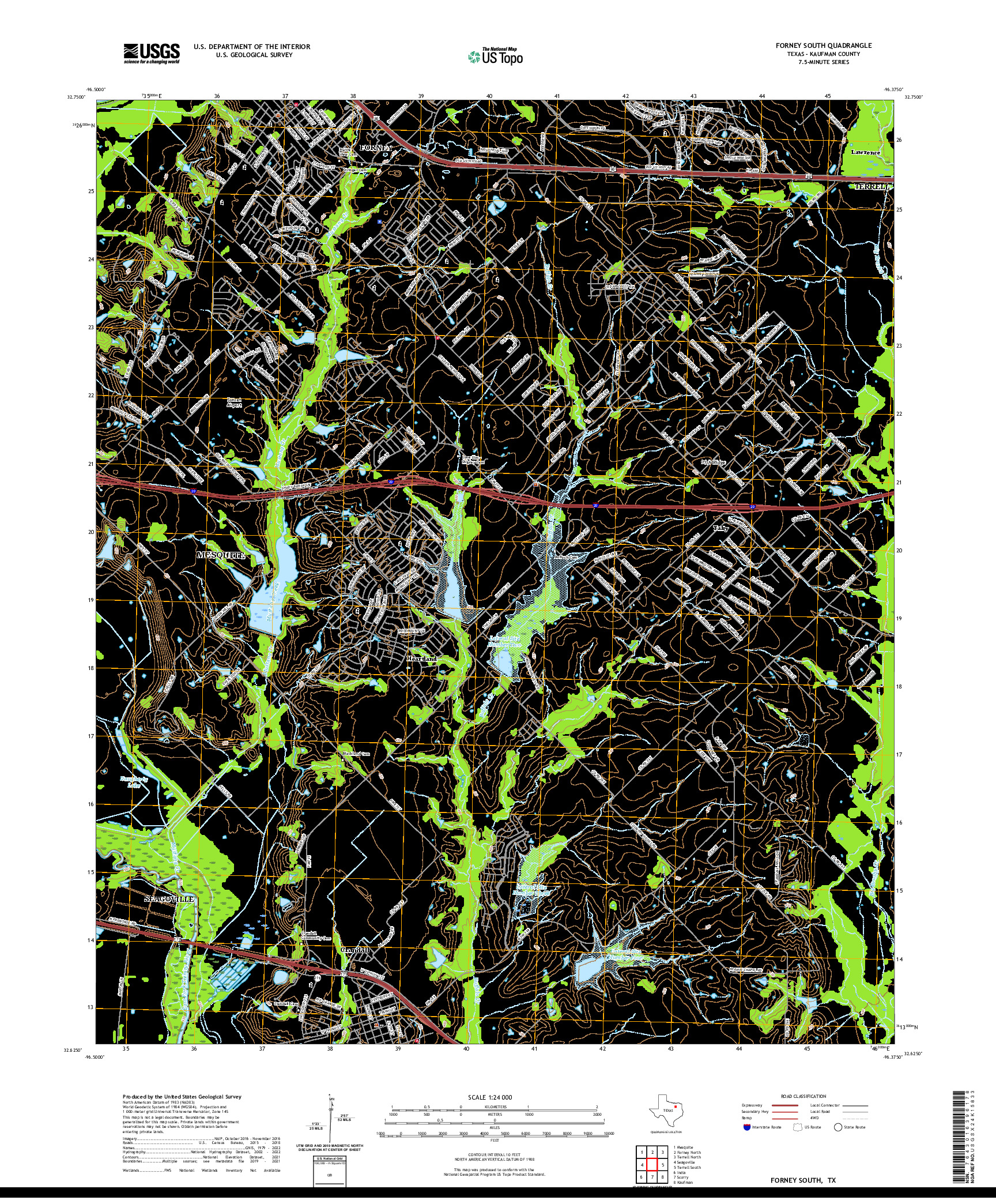 US TOPO 7.5-MINUTE MAP FOR FORNEY SOUTH, TX