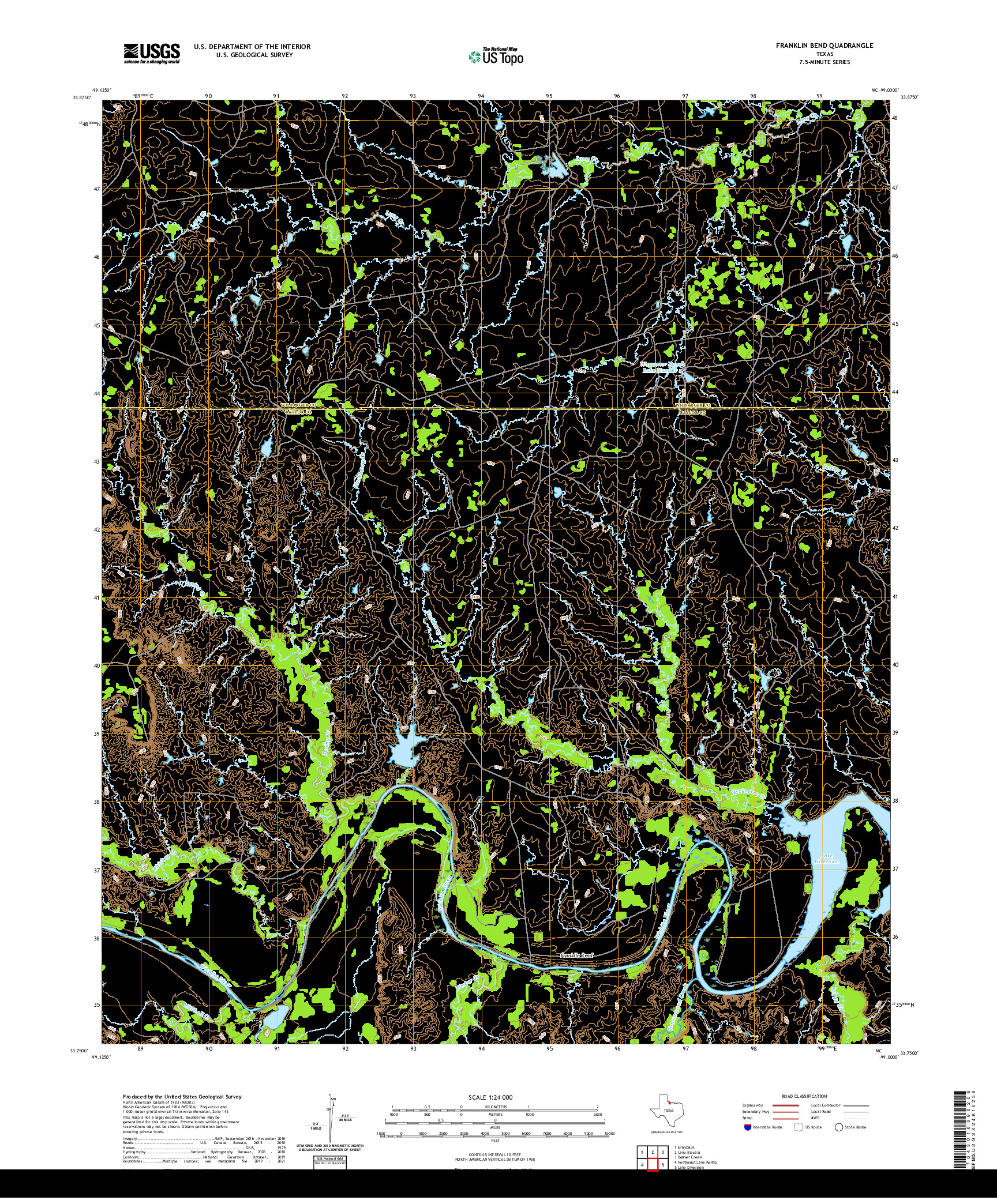 US TOPO 7.5-MINUTE MAP FOR FRANKLIN BEND, TX