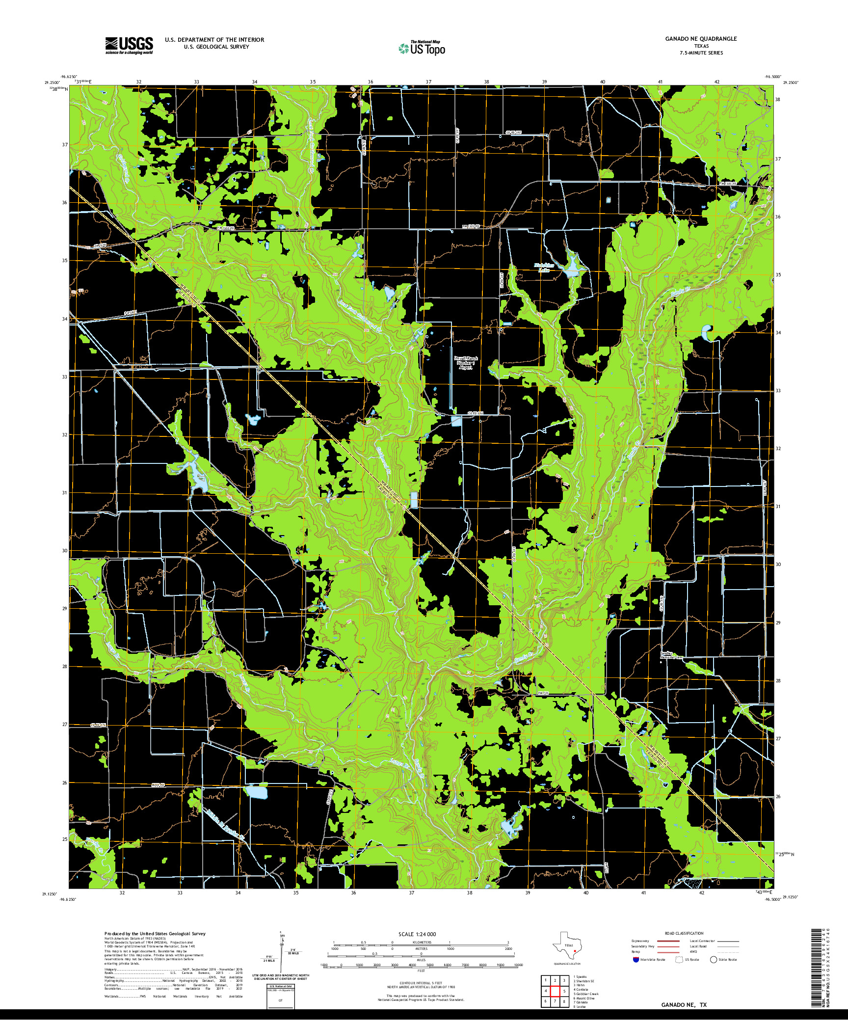 US TOPO 7.5-MINUTE MAP FOR GANADO NE, TX