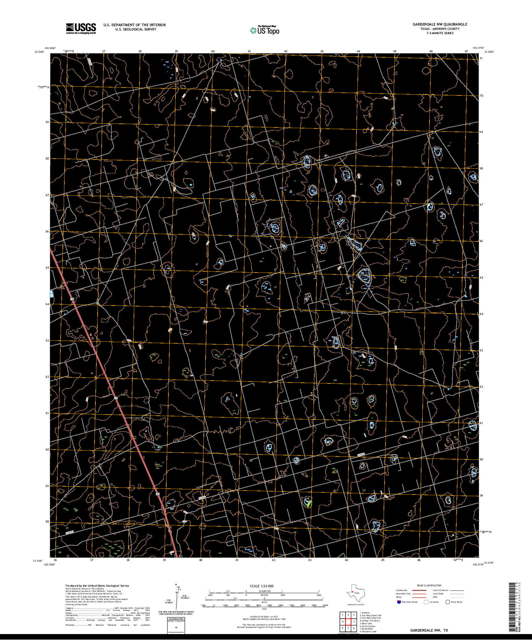 US TOPO 7.5-MINUTE MAP FOR GARDENDALE NW, TX