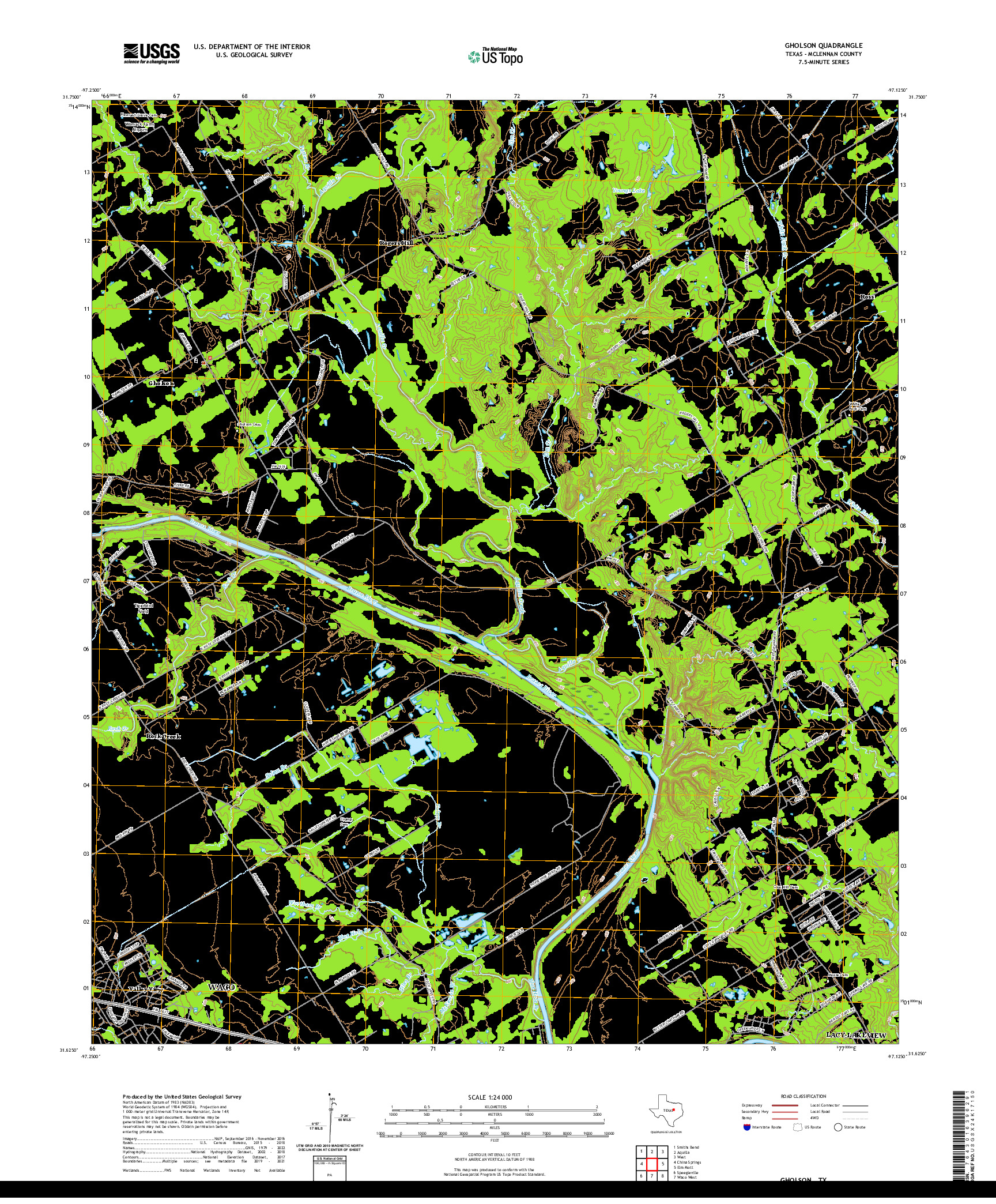 US TOPO 7.5-MINUTE MAP FOR GHOLSON, TX