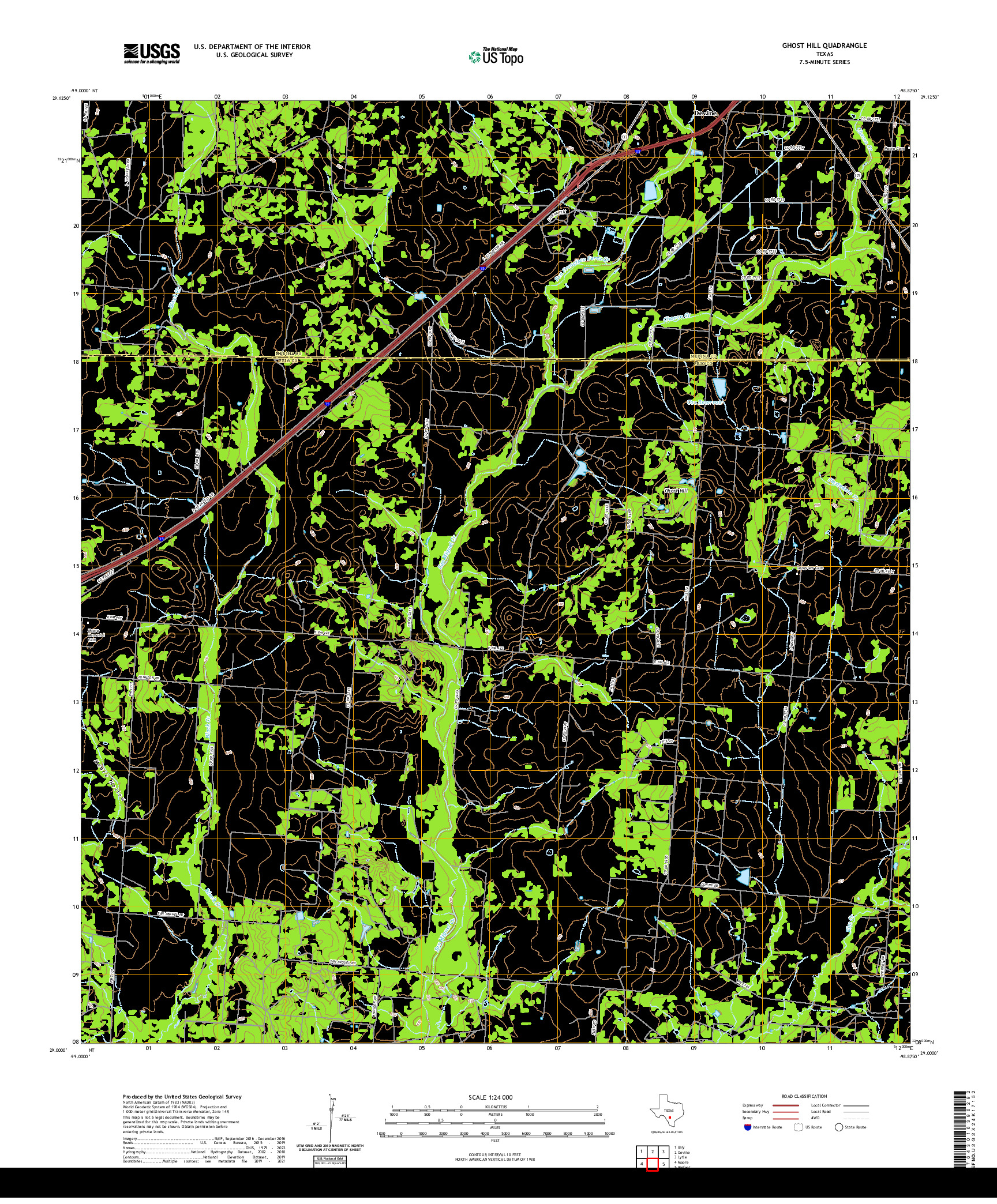 US TOPO 7.5-MINUTE MAP FOR GHOST HILL, TX