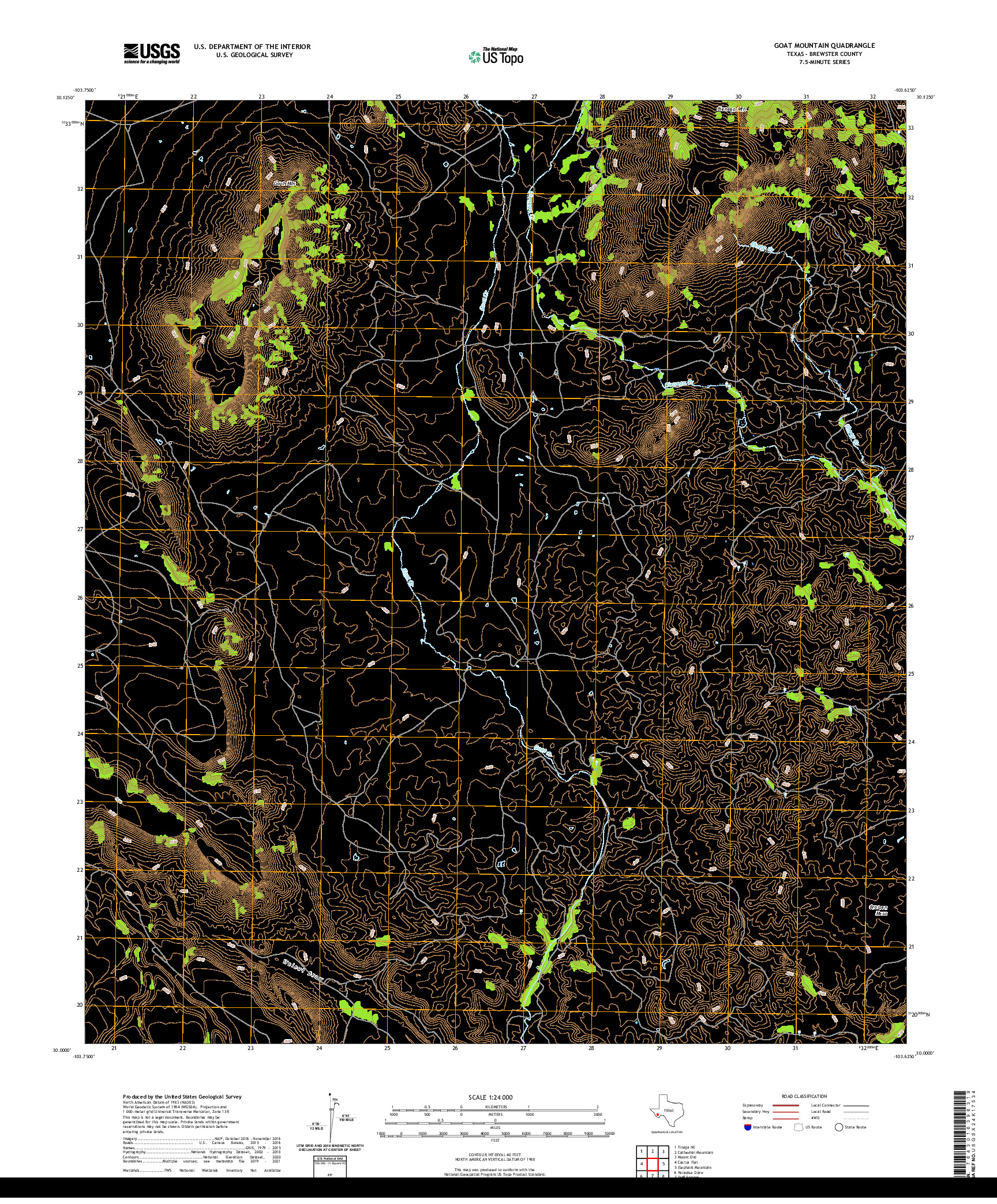 US TOPO 7.5-MINUTE MAP FOR GOAT MOUNTAIN, TX