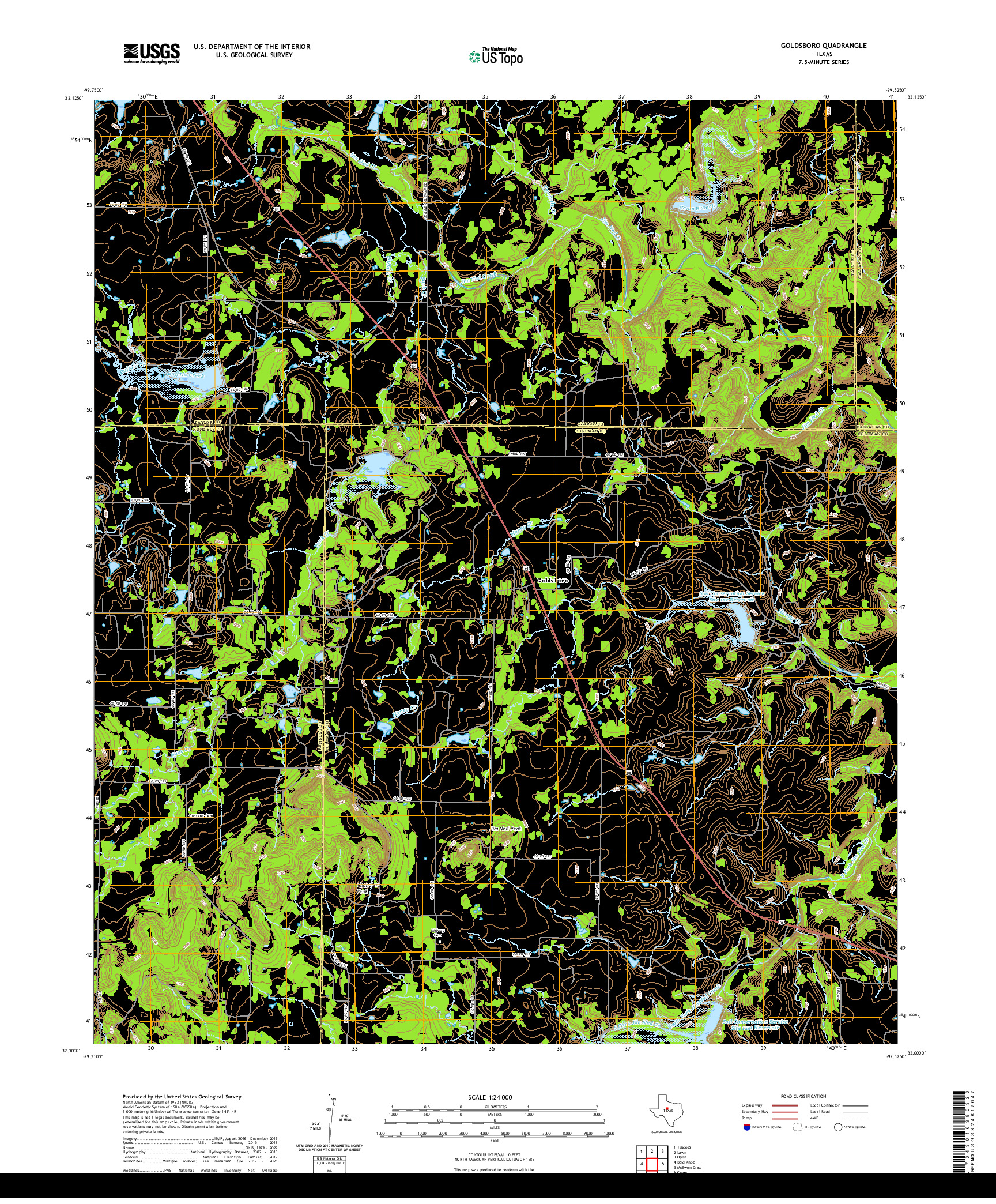 US TOPO 7.5-MINUTE MAP FOR GOLDSBORO, TX