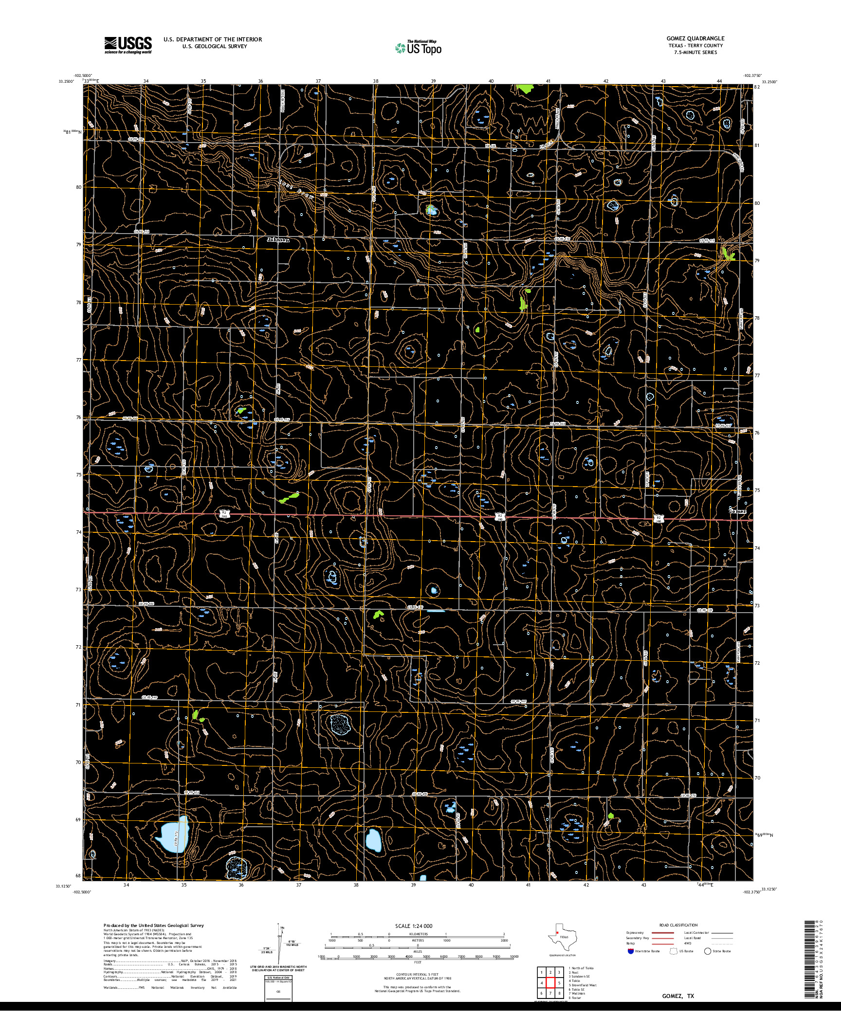 US TOPO 7.5-MINUTE MAP FOR GOMEZ, TX