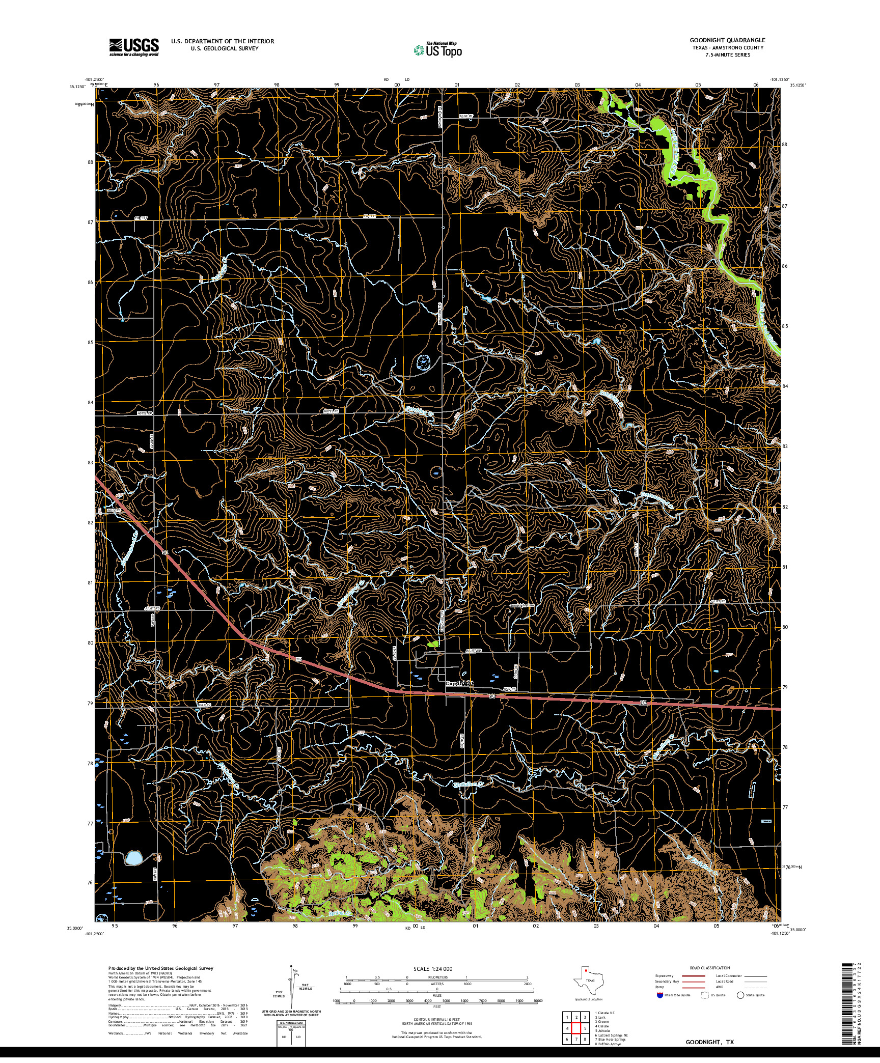 US TOPO 7.5-MINUTE MAP FOR GOODNIGHT, TX