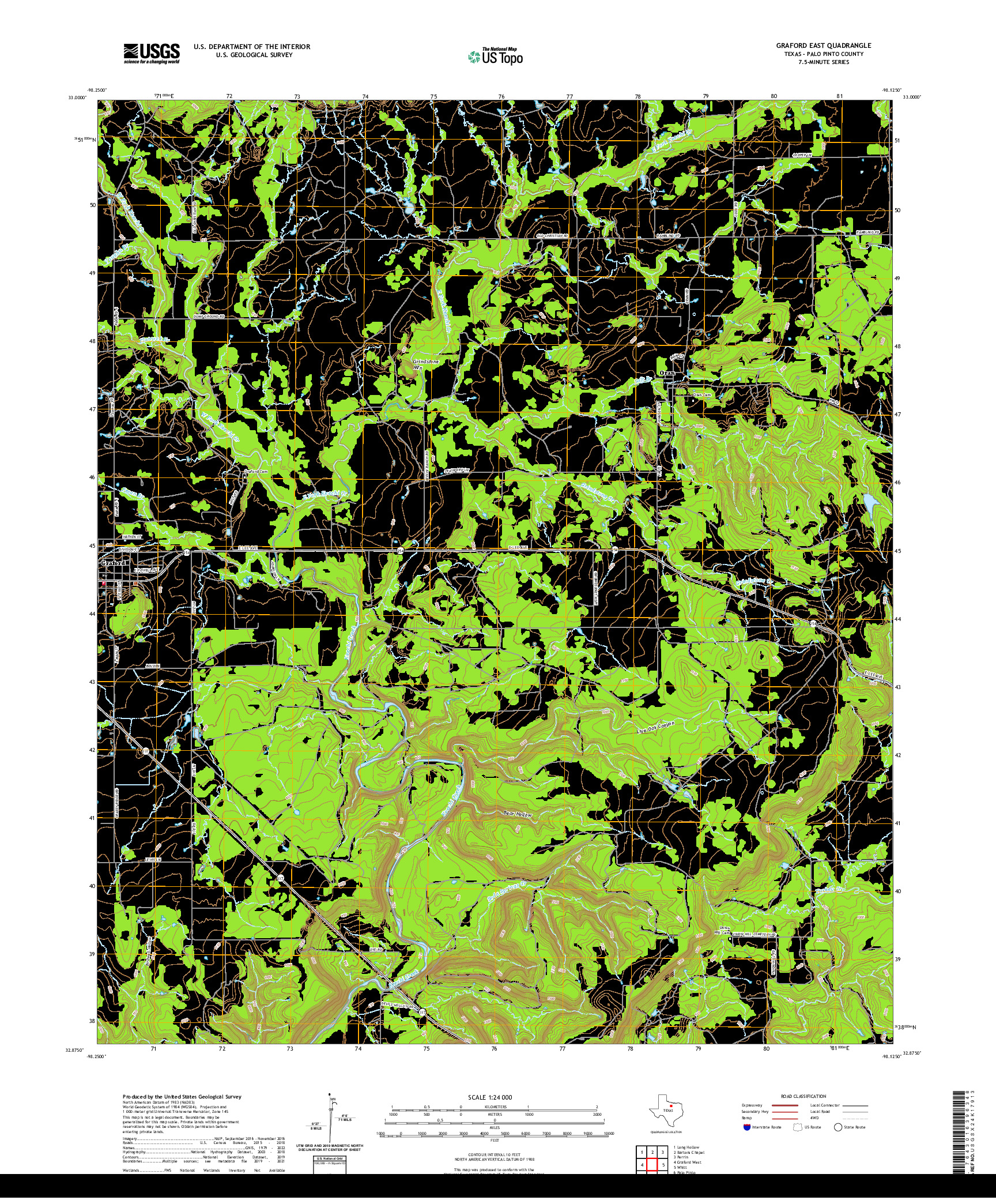 US TOPO 7.5-MINUTE MAP FOR GRAFORD EAST, TX