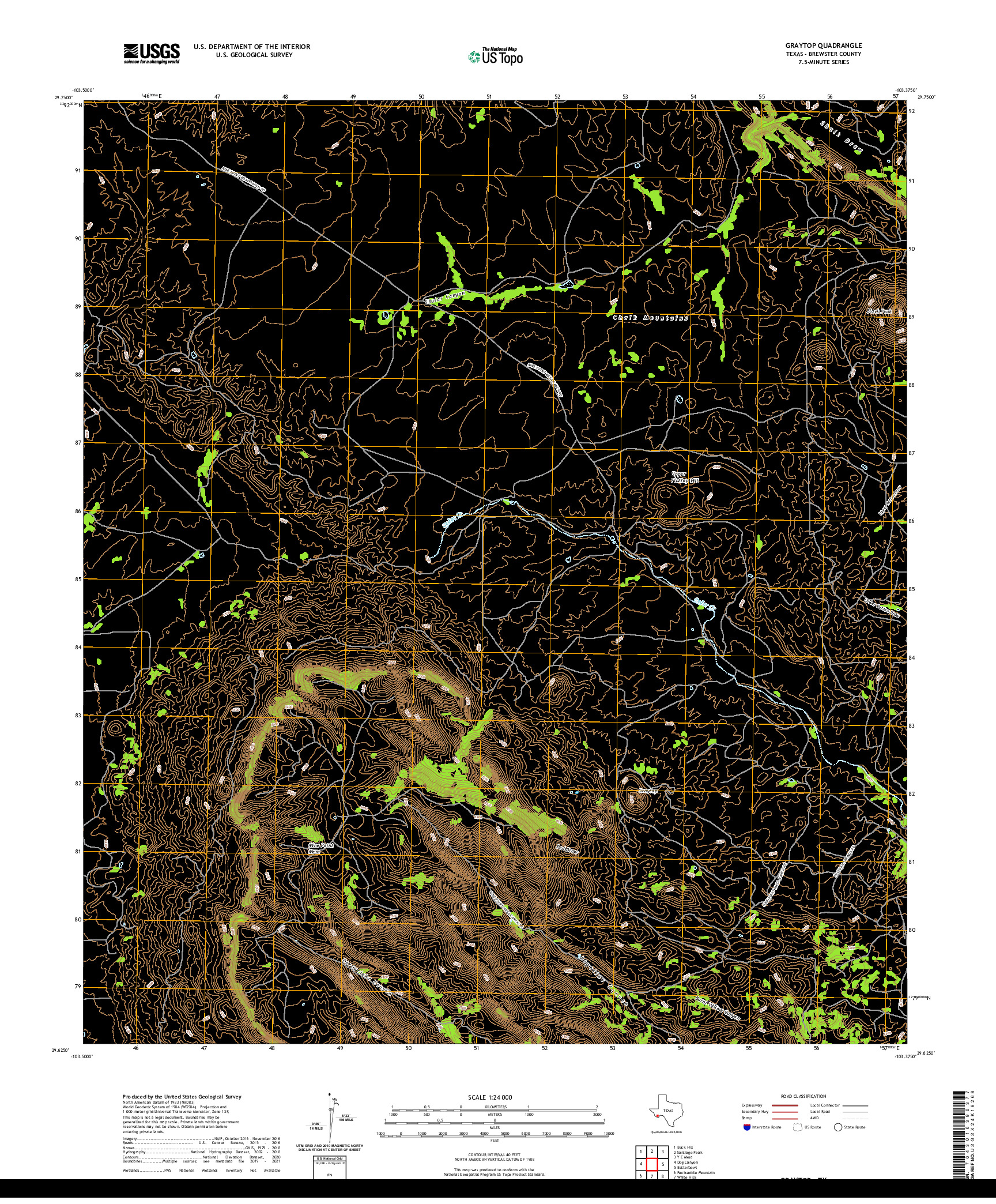 US TOPO 7.5-MINUTE MAP FOR GRAYTOP, TX